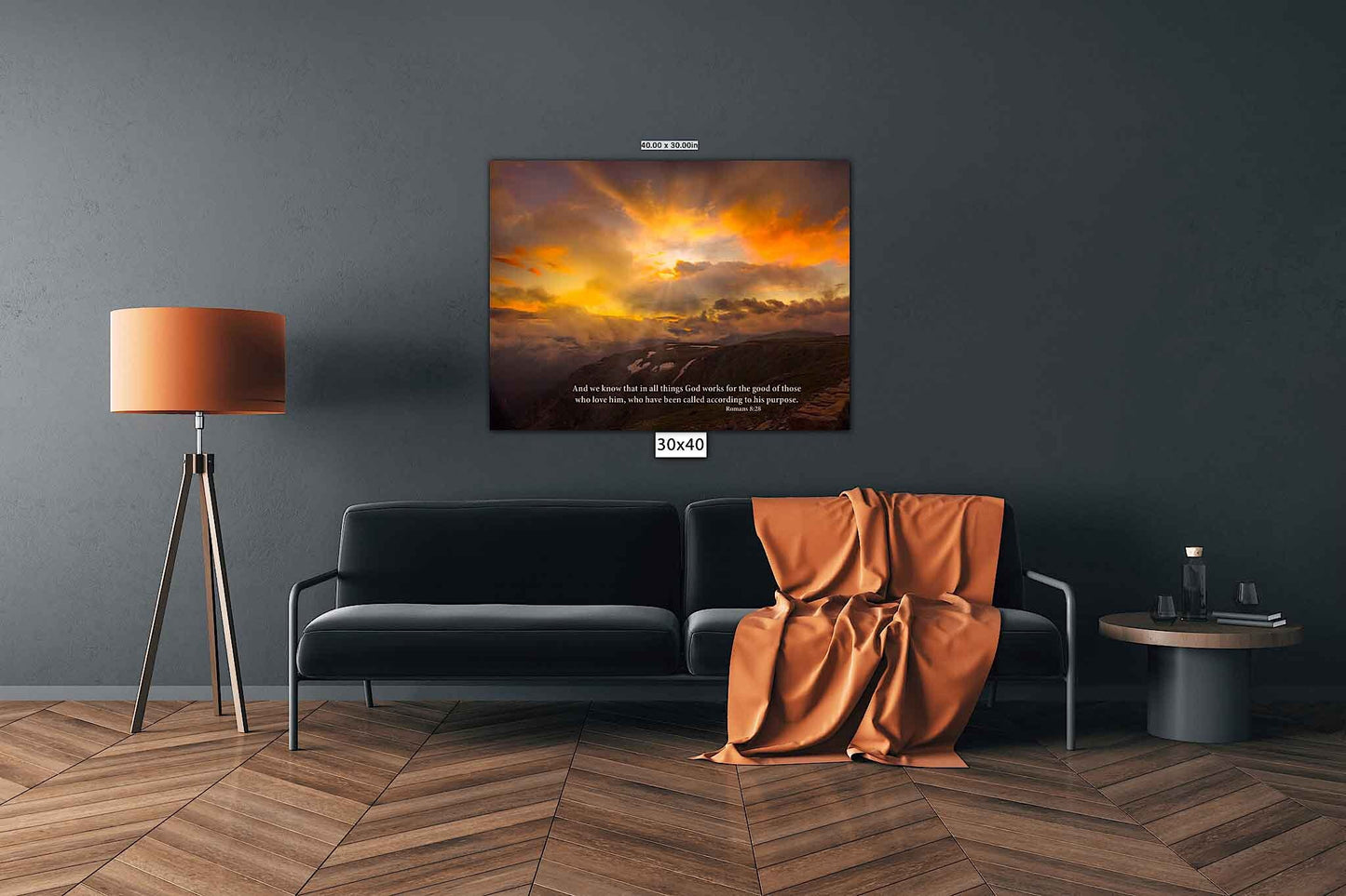 Romans 8:28 Christian Inspirational Wall Art, Rocky Mountain National Park Mountain Sunset, Colorado Landscape Photography, Large Canvas