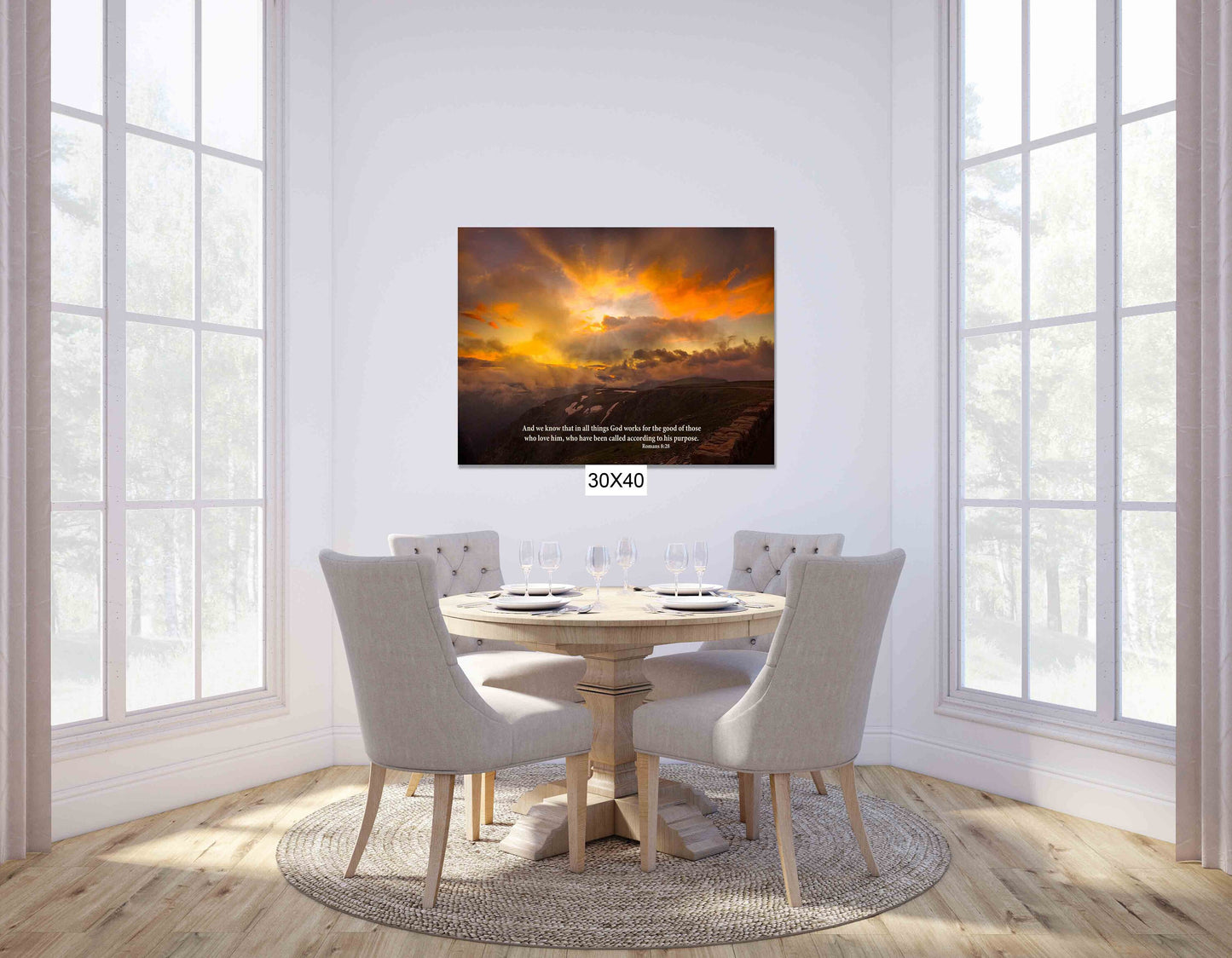 Romans 8:28 Christian Inspirational Wall Art, Rocky Mountain National Park Mountain Sunset, Colorado Landscape Photography, Large Canvas