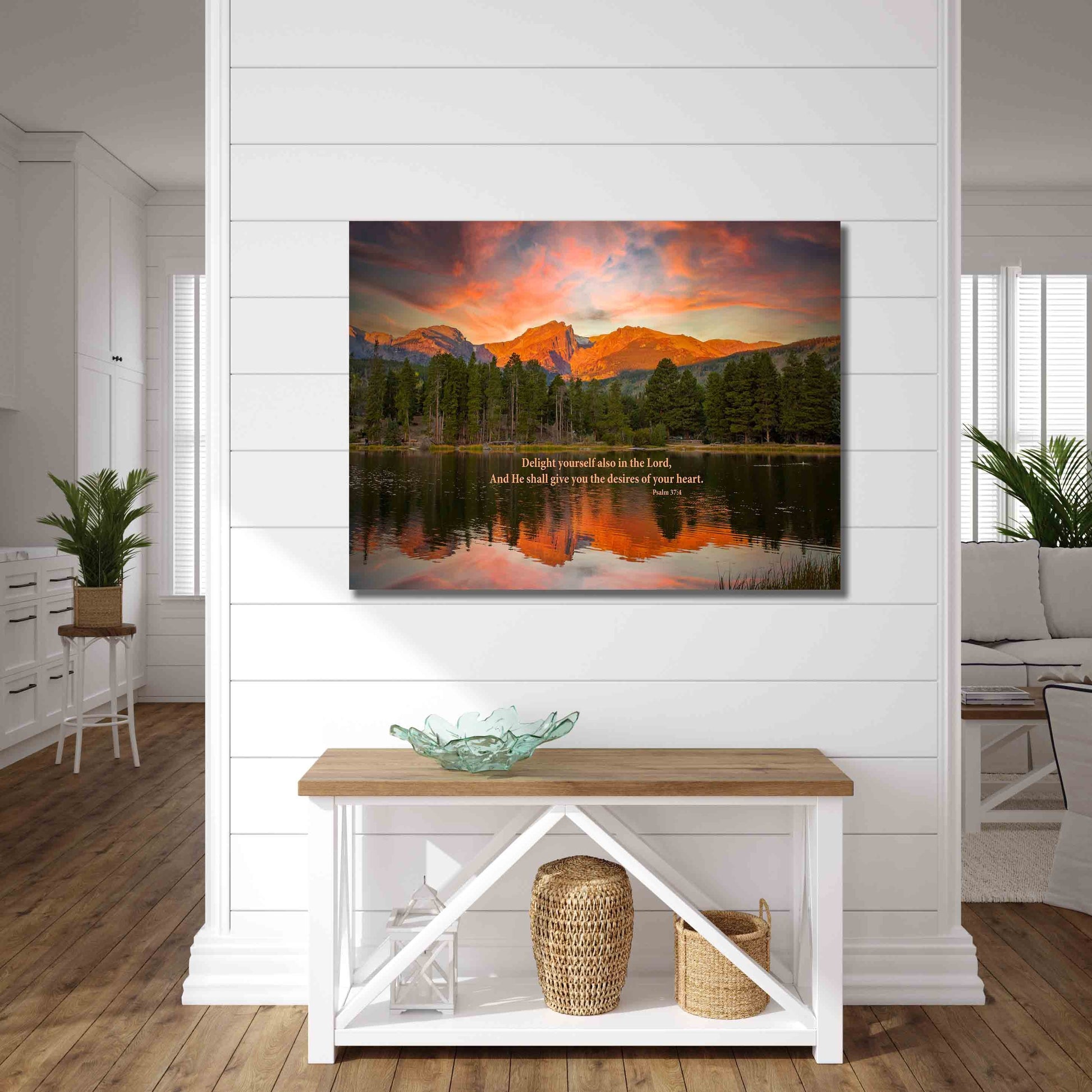 Psalm 37:4 Christian Inspirational Wall Art, Rocky Mountain National Park Mountain Sunrise, Colorado Landscape Photography, Large Canvas