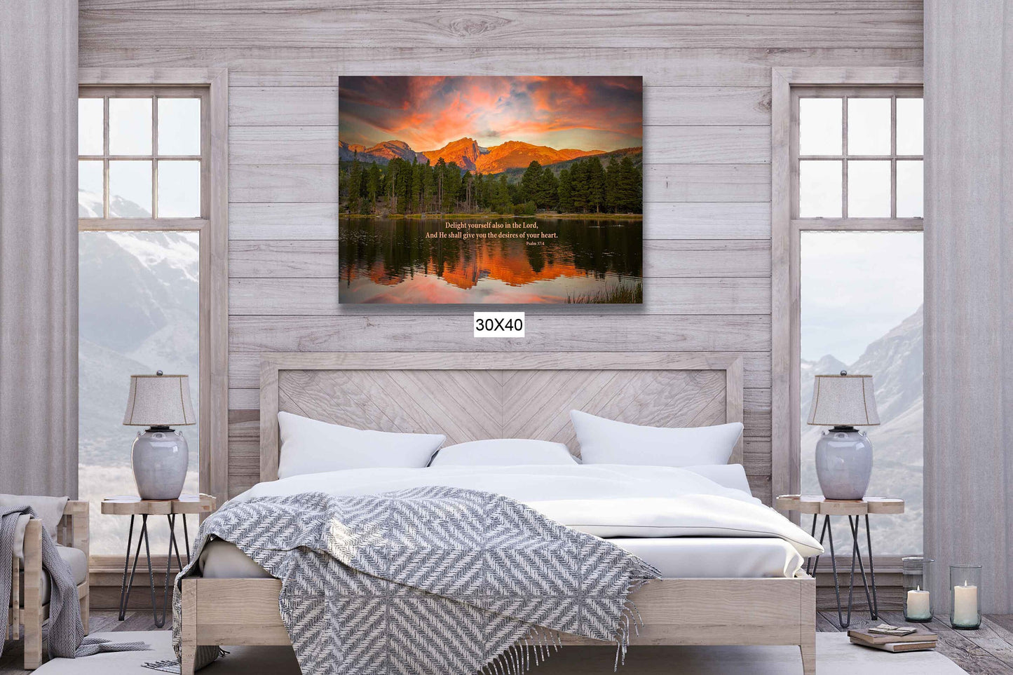 Psalm 37:4 Christian Inspirational Wall Art, Rocky Mountain National Park Mountain Sunrise, Colorado Landscape Photography, Large Canvas