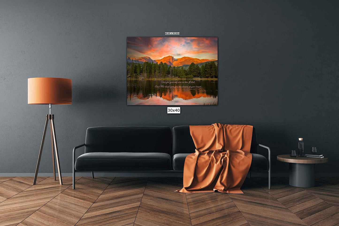 Psalm 37:4 Christian Inspirational Wall Art, Rocky Mountain National Park Mountain Sunrise, Colorado Landscape Photography, Large Canvas