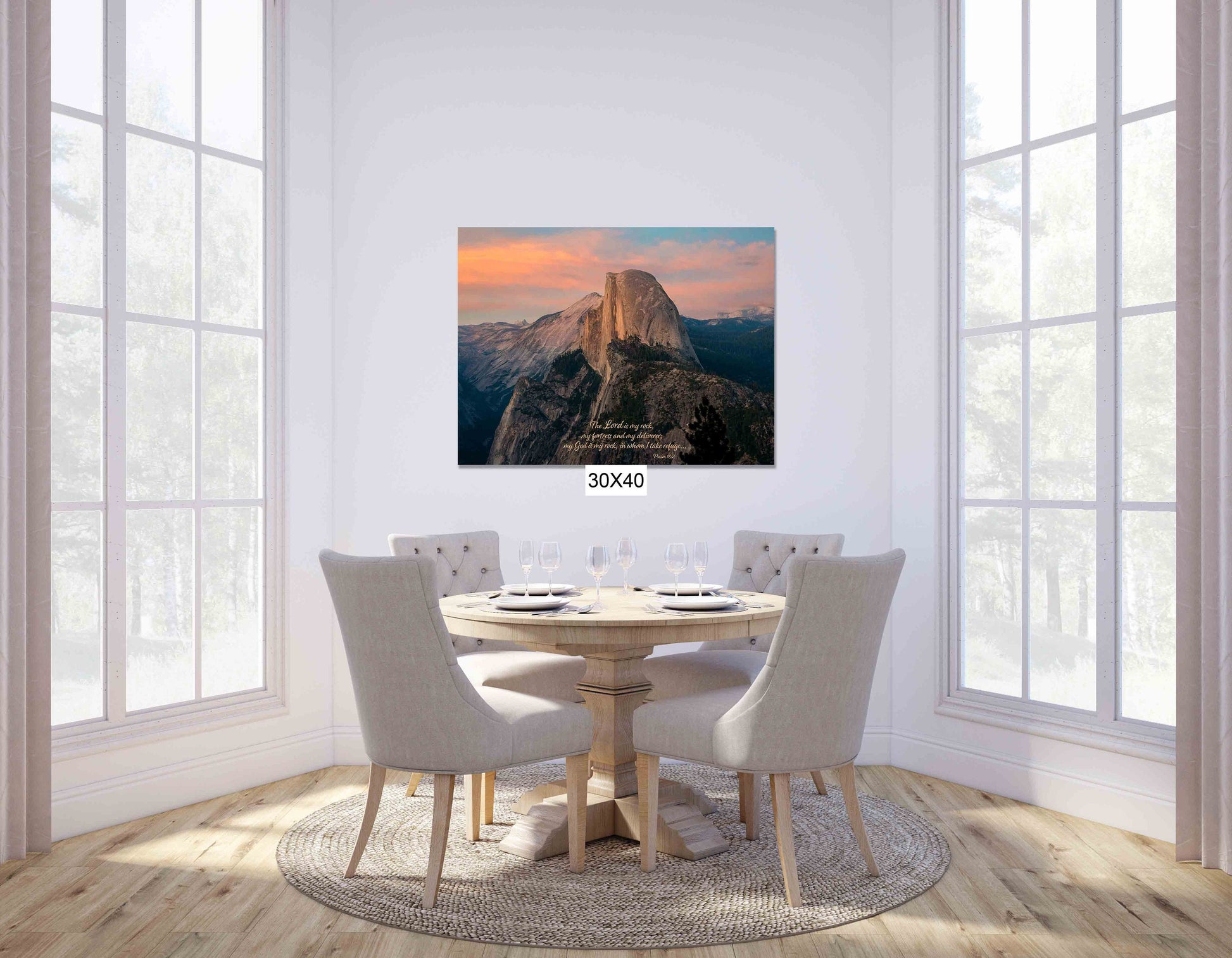 Psalm 18-2 Christian Inspirational Wall Art, Yosemite National Park Mountain Sunset, California Landscape Photography, Large Canvas Print