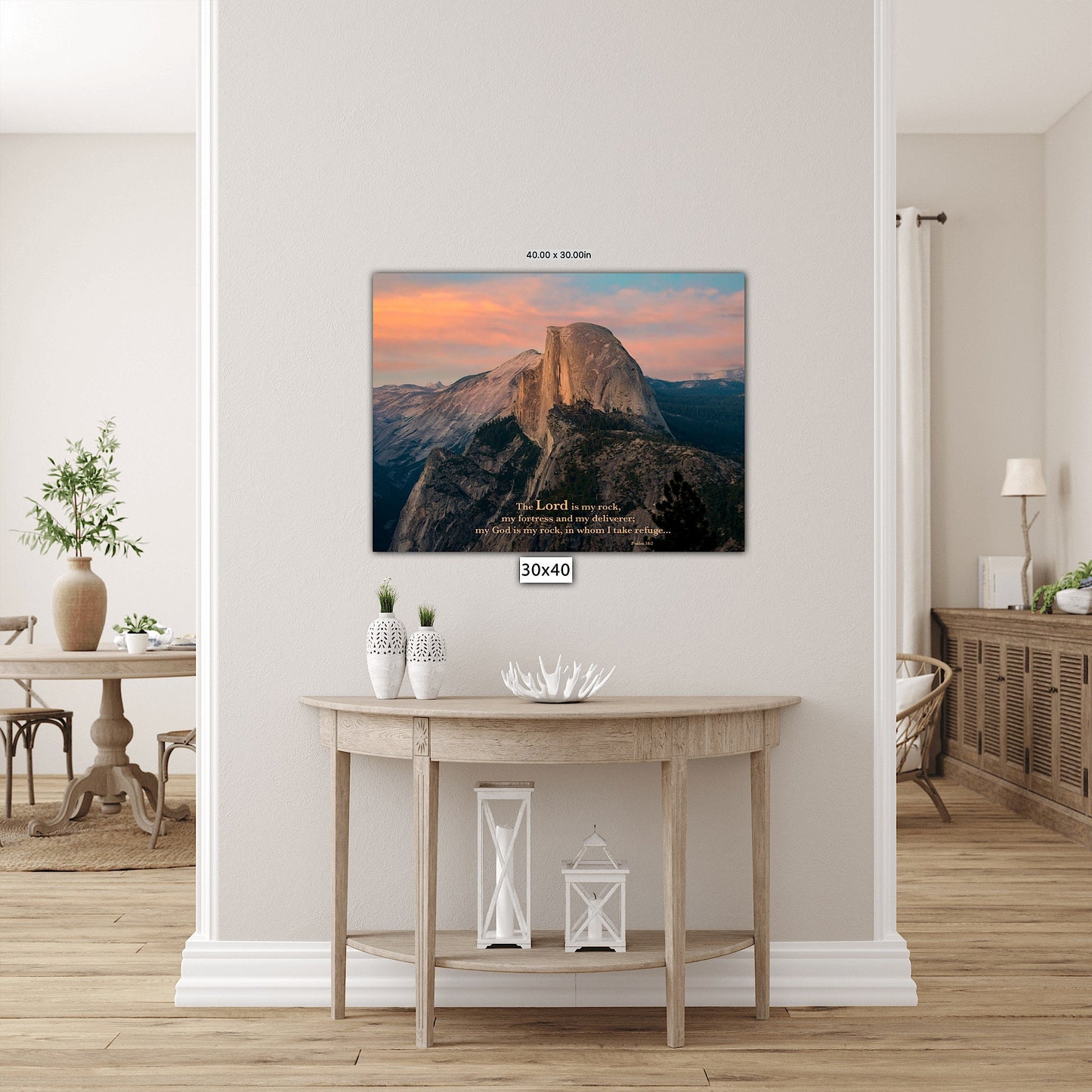 Psalm 18-2 Christian Inspirational Wall Art, Yosemite National Park Mountain Sunset, California Landscape Photography, Large Canvas Print