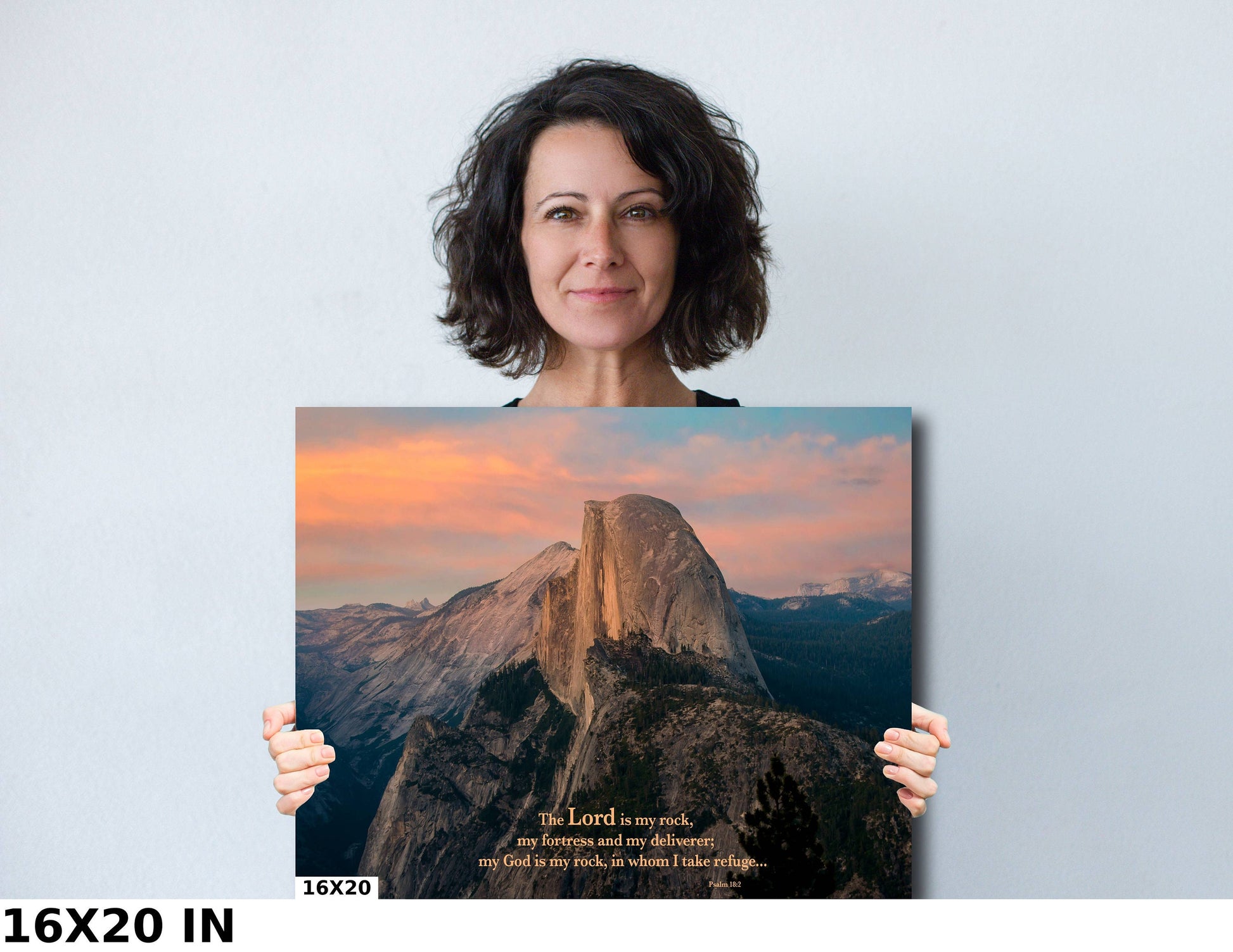 Psalm 18-2 Christian Inspirational Wall Art, Yosemite National Park Mountain Sunset, California Landscape Photography, Large Canvas Print