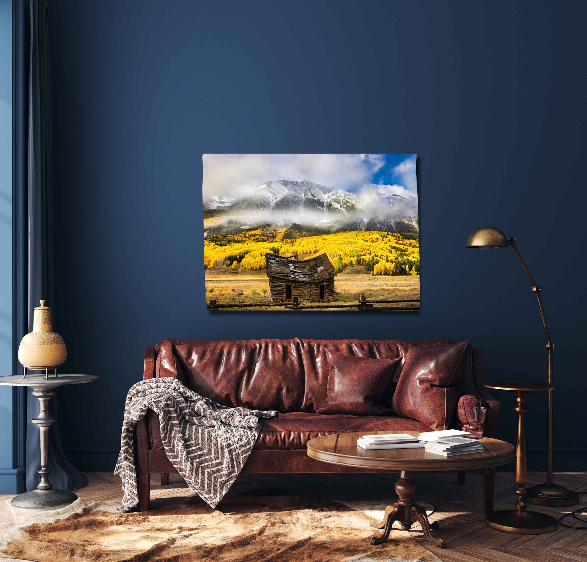 Old Barn and Snowy Mountain Peak, Colorado Autumn Aspens Art, Crested Butte Photo Landscape Print, Nature Large Canvas Beautiful Scenery