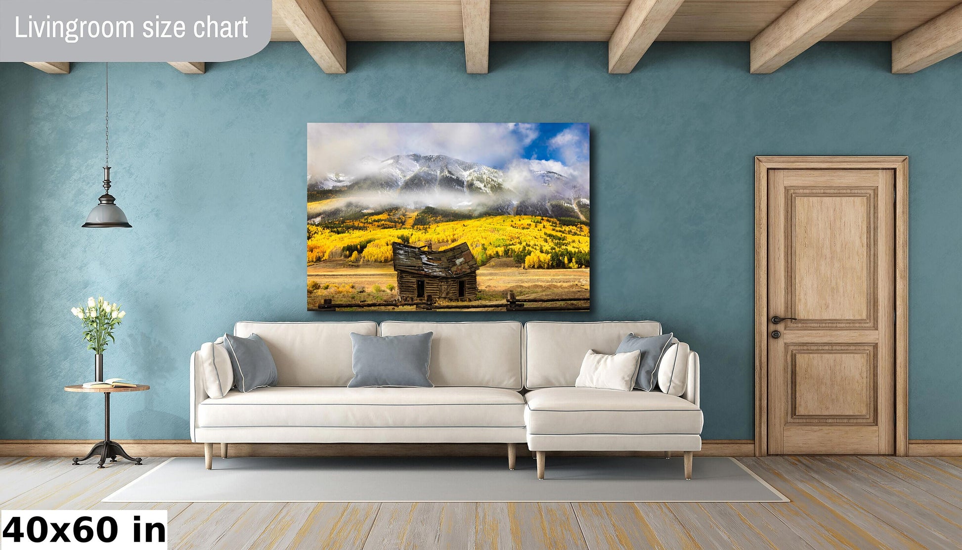 Old Barn and Snowy Mountain Peak, Colorado Autumn Aspens Art, Crested Butte Photo Landscape Print, Nature Large Canvas Beautiful Scenery