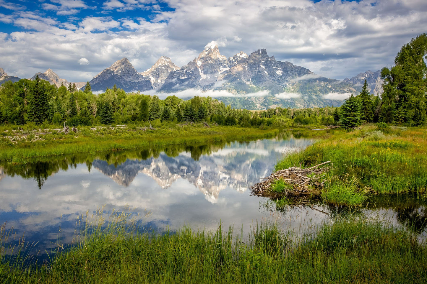 Grand Teton National Park Landscape Print, Schwabacher Landing, Beautiful Mountain Reflection, Wyoming Canvas Large Wall Art, Snake River