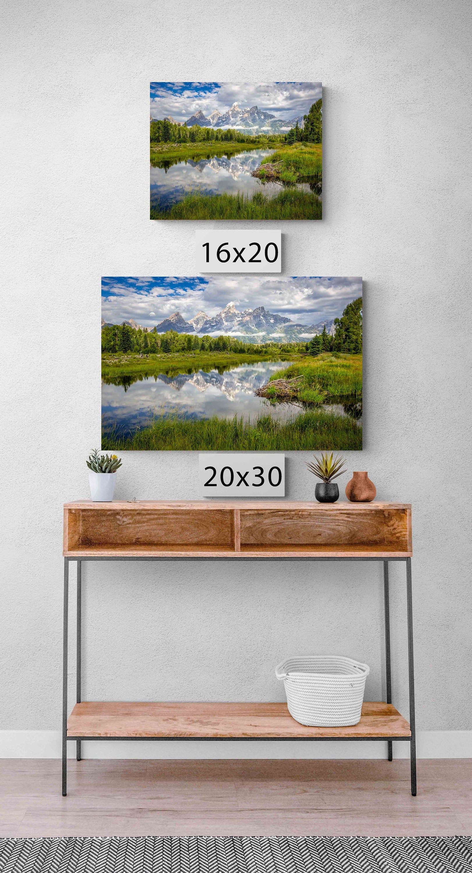 Grand Teton National Park Landscape Print, Schwabacher Landing, Beautiful Mountain Reflection, Wyoming Canvas Large Wall Art, Snake River