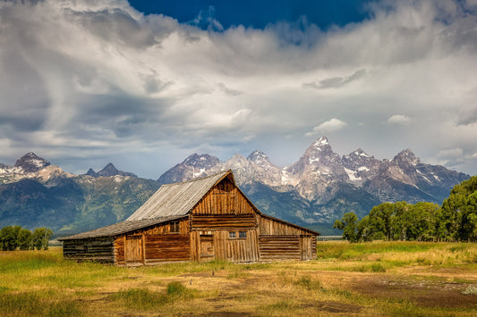 Old Barn Grand Teton National Park Photo Print, Wyoming Mountain Landscape Print, Large Canvas Wall Art, Historic Decor for Home or Office