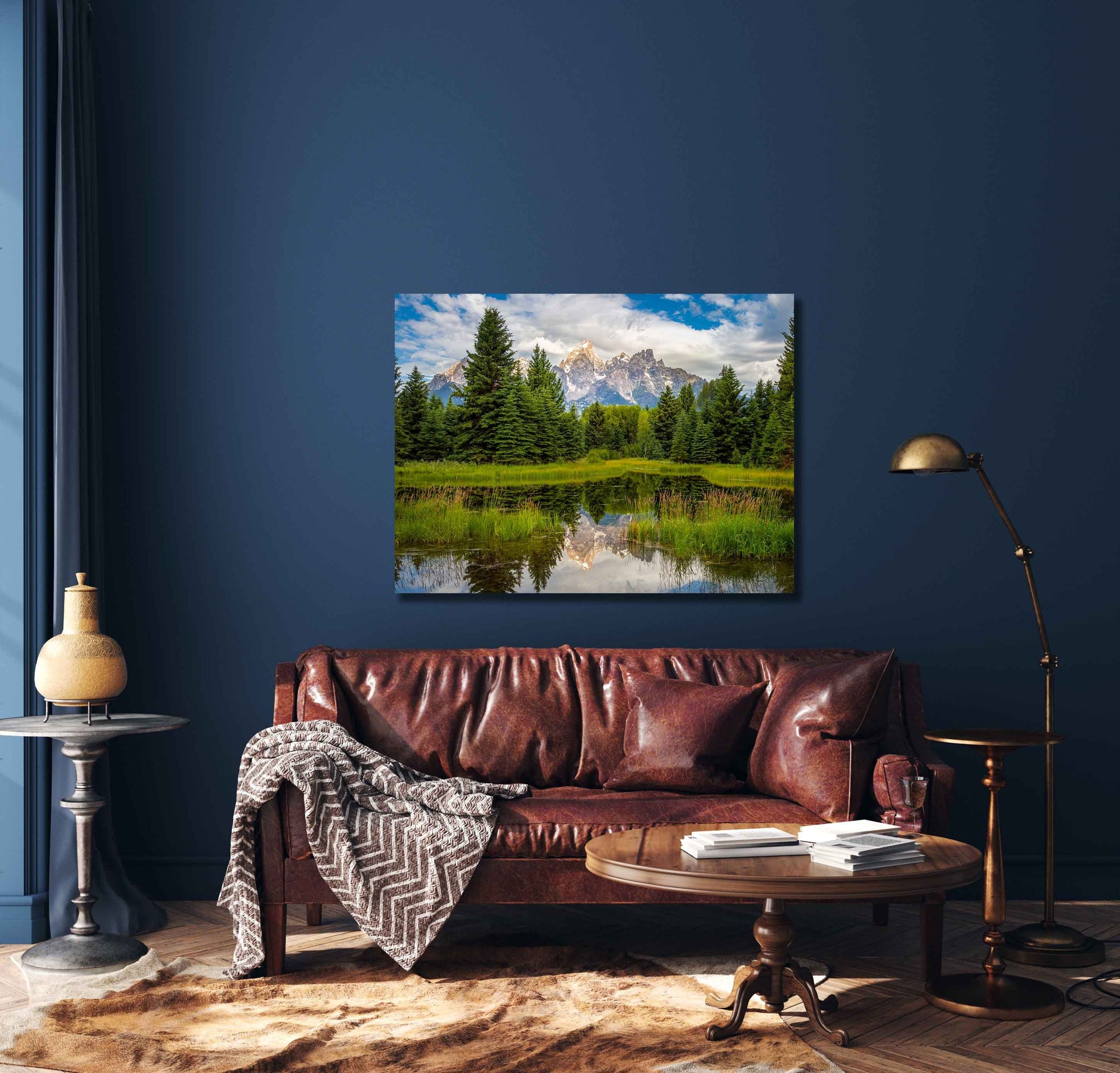 Grand Teton National Park Landscape Print, Schwabacher Landing, Mountain Reflection, Wyoming Canvas Large Wall Art Prints, Snake River