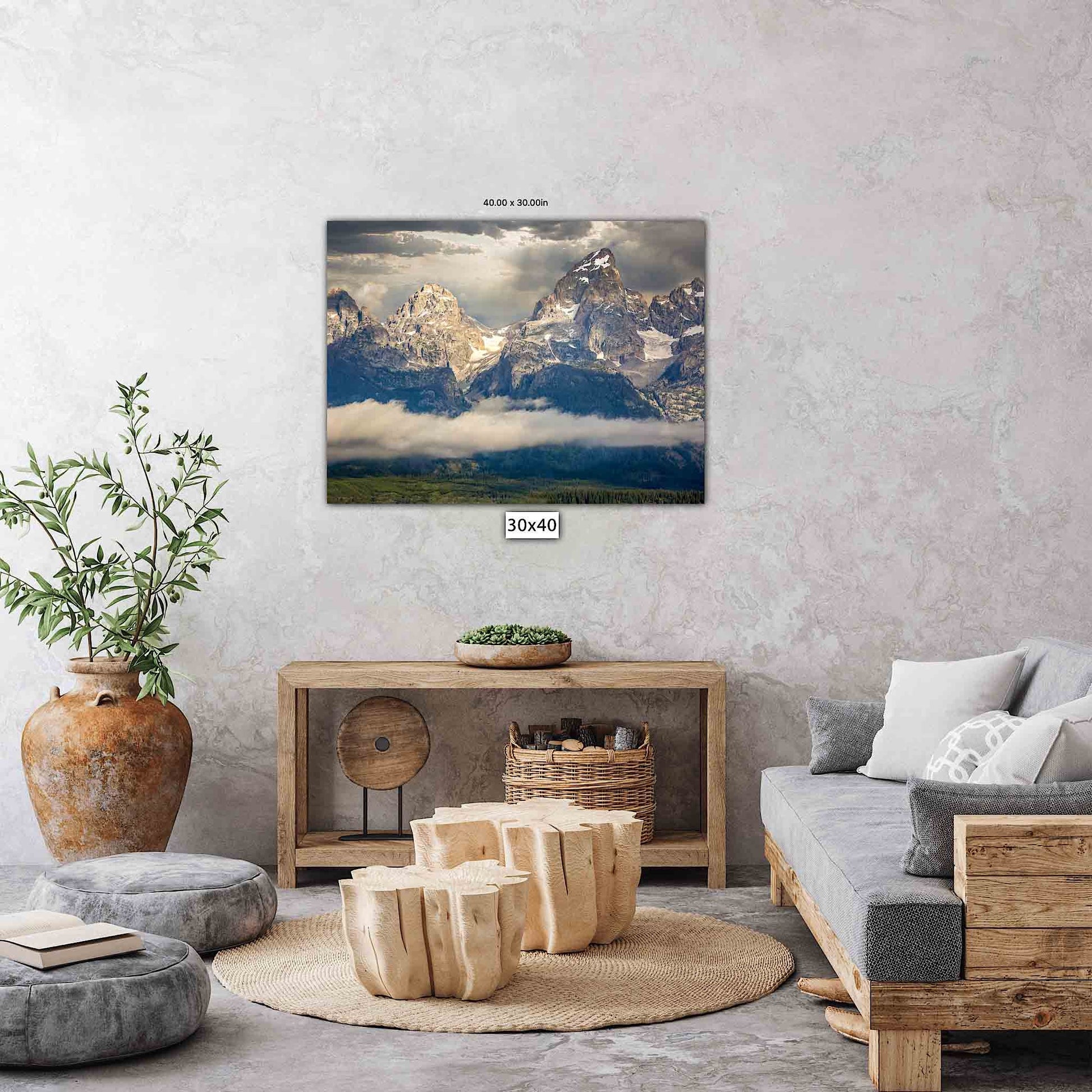 Grand Teton Range Canvas Print, National Park Landscape Photography, Soaring Mountain Peaks, Wyoming Large Wall Decor, Original Fine Art