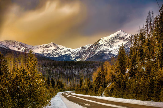 Stormy Winter Sunset Sky Rocky Mountain National Park, Colorado Landscape Canvas Wall Art, Snowy Forest Scene Home Decor, Beautiful Photo