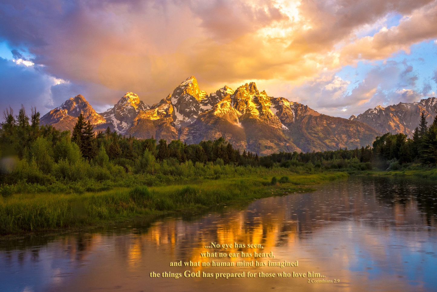 2 Corinthians 2:9 Christian Inspirational Wall Art, Scripture Canvas, Original Grand Teton Photography, God Has Prepared, Customization