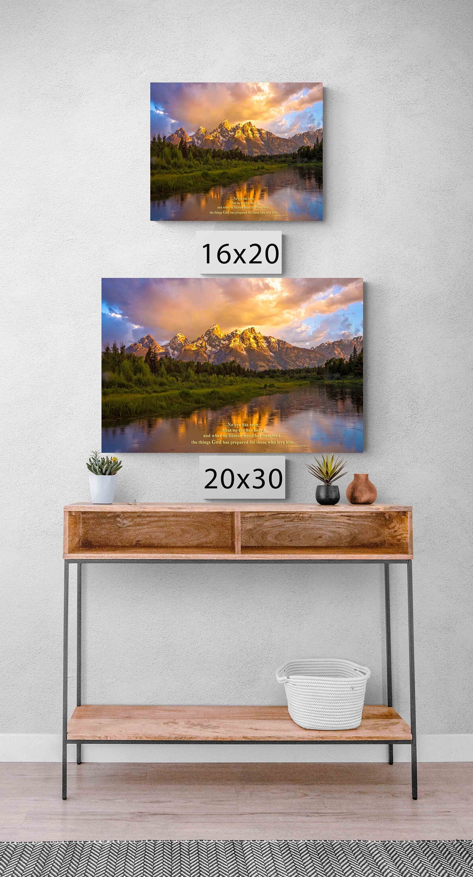 2 Corinthians 2:9 Christian Inspirational Wall Art, Scripture Canvas, Original Grand Teton Photography, God Has Prepared, Customization