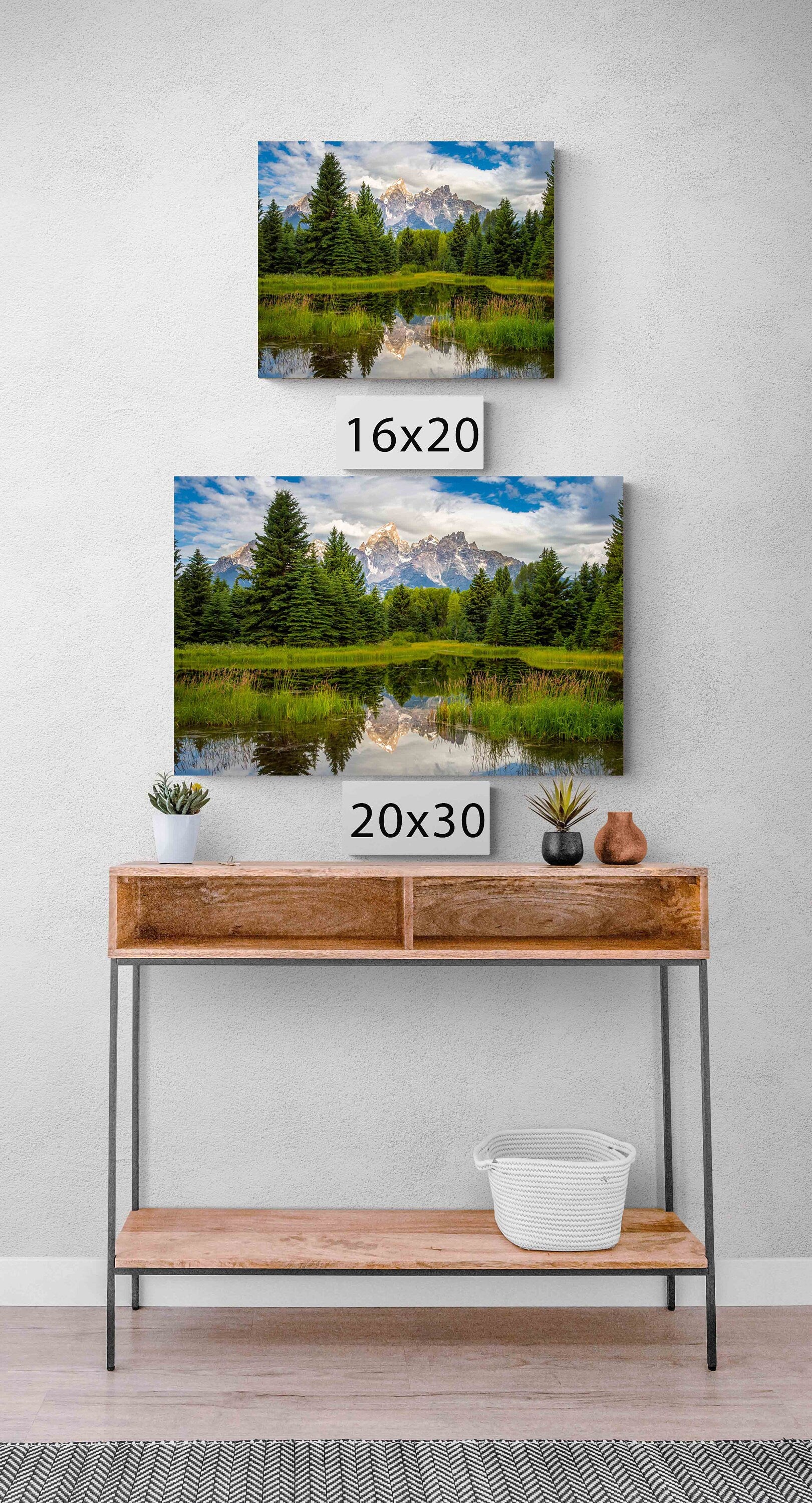 Grand Teton National Park Landscape Print, Schwabacher Landing, Mountain Reflection, Wyoming Canvas Large Wall Art Prints, Snake River