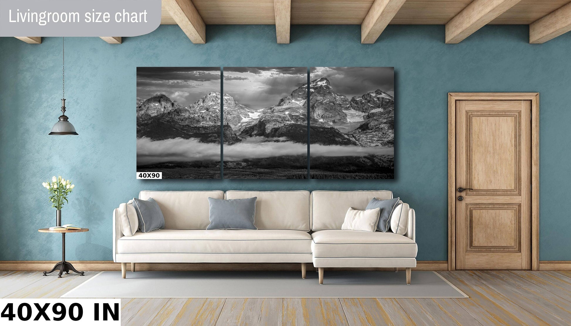 Black and White Grand Teton Canvas Print, National Park Landscape Photography, Mountain Peaks, Wyoming Large Wall Decor, Original Fine Art