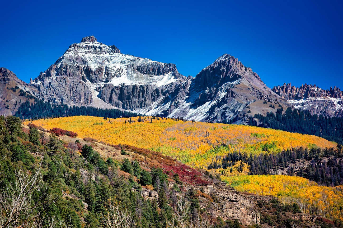 Rocky Mountains Autumn Landscape Photo, Colorado Aspens Fall Nature Canvas Print, San Juan Photography, Large Wall Art, Crested Butte