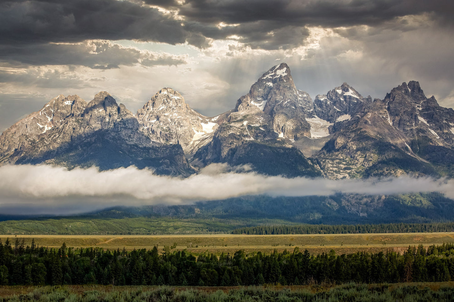 Teton Mountain Range Landscape Photo, National Park Canvas Print, Wyoming Photography, Large Wall Decor, Dramatic Original Fine Art