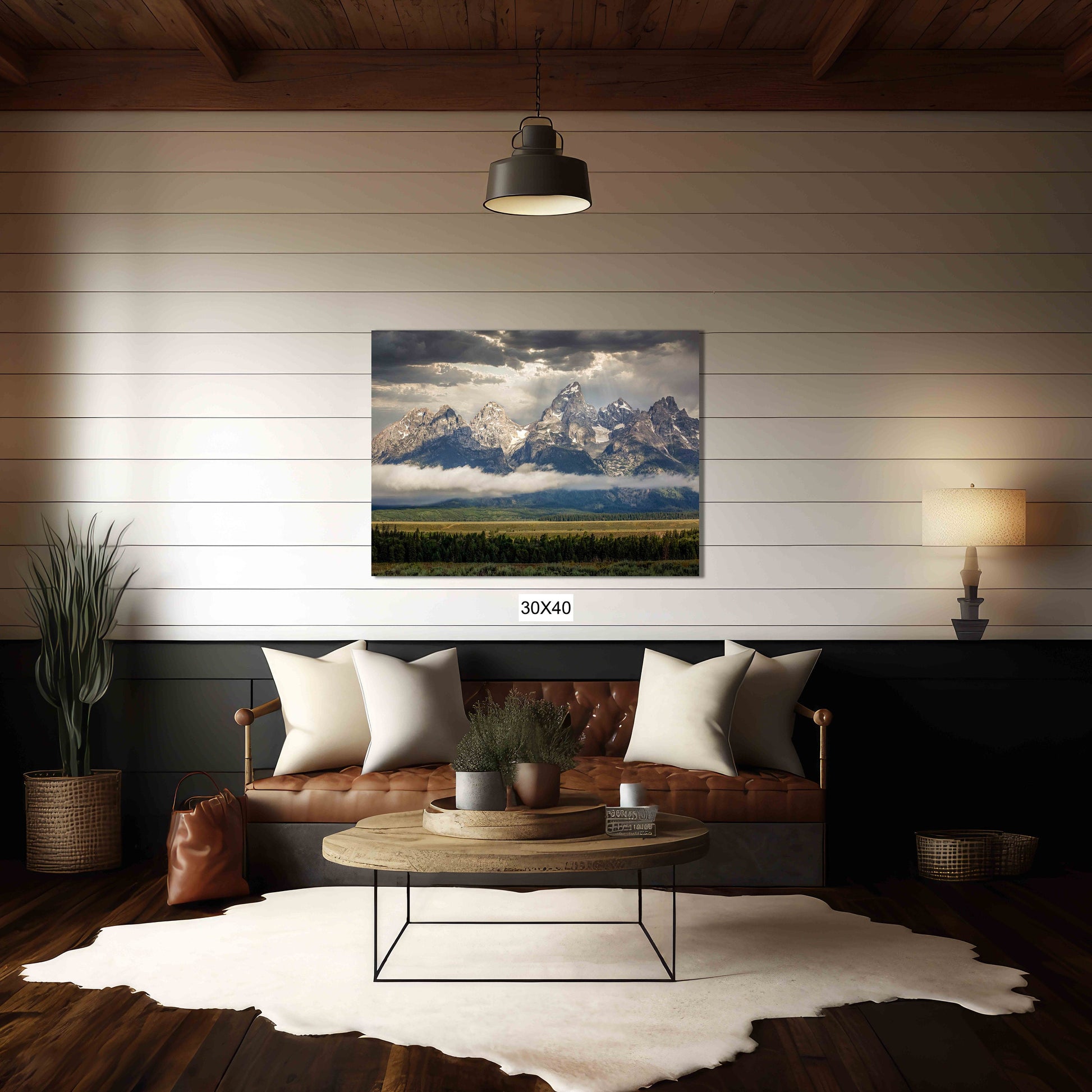 Teton Mountain Range Landscape Photo, National Park Canvas Print, Wyoming Photography, Large Wall Decor, Dramatic Original Fine Art