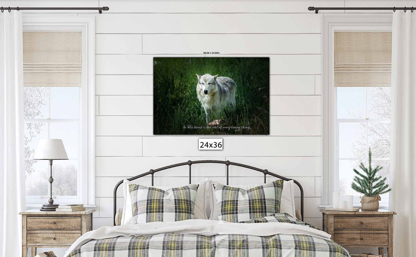 Job 12:10 Scripture Canvas, Gray Wolf Bible Verse, Yellowstone Christian Inspirational Wall Art, In God's Hand, Rocky Mountain Wildlife