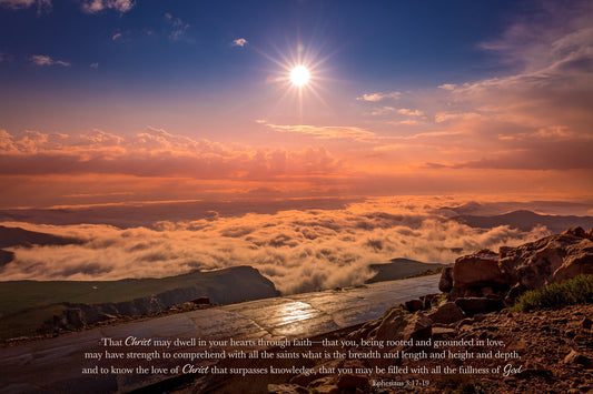 Ephesians 3:17-19 Christian Inspirational Wall Art, Mt. Evans Sunrise, Colorado Mountain Landscape, Scripture Canvas, Peace of God