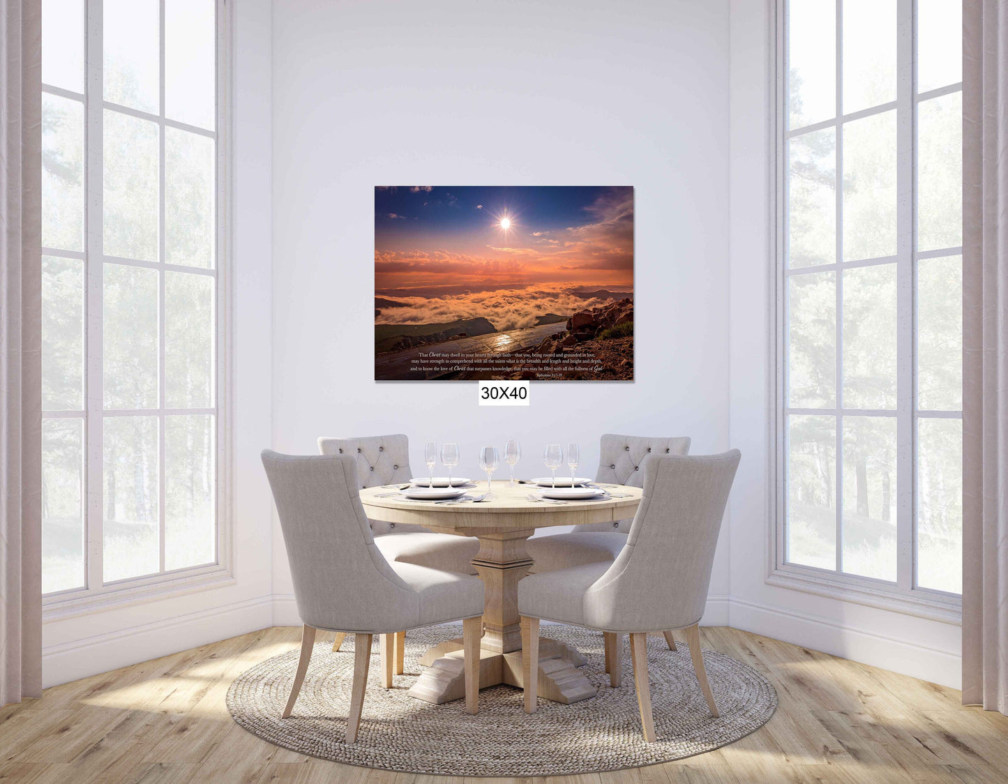 Ephesians 3:17-19 Christian Inspirational Wall Art, Mt. Evans Sunrise, Colorado Mountain Landscape, Scripture Canvas, Peace of God