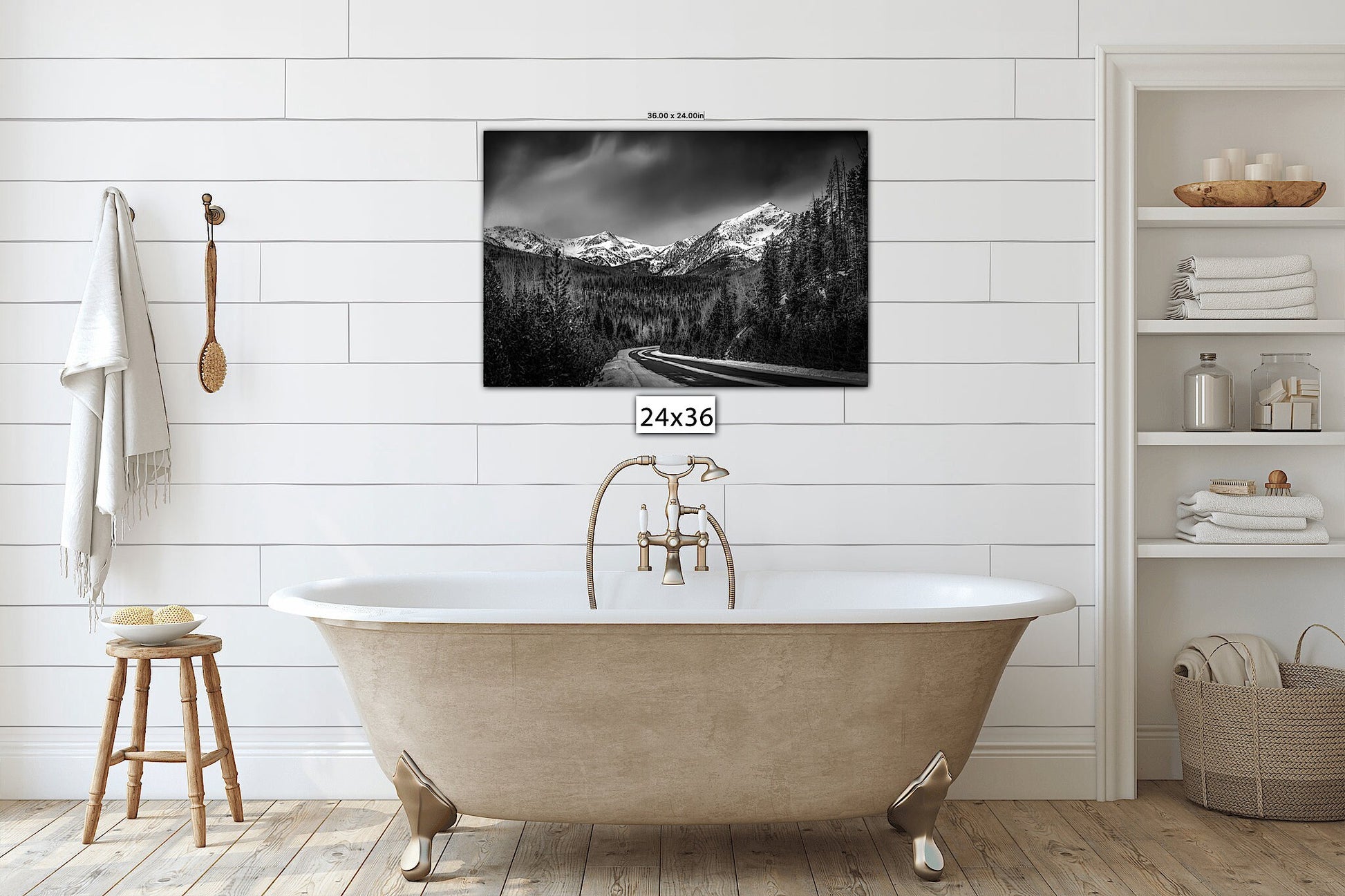 Black and White Rocky Mountain National Park Print, Stormy Winter Sky, Colorado Landscape Canvas Wall Art, Snowy Forest Scene Photo