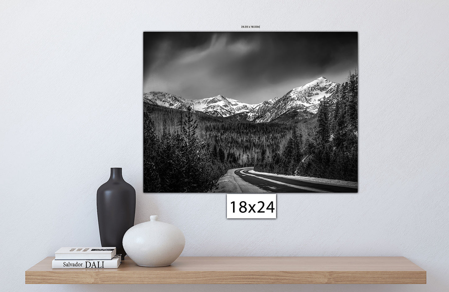 Black and White Rocky Mountain National Park Print, Stormy Winter Sky, Colorado Landscape Canvas Wall Art, Snowy Forest Scene Photo