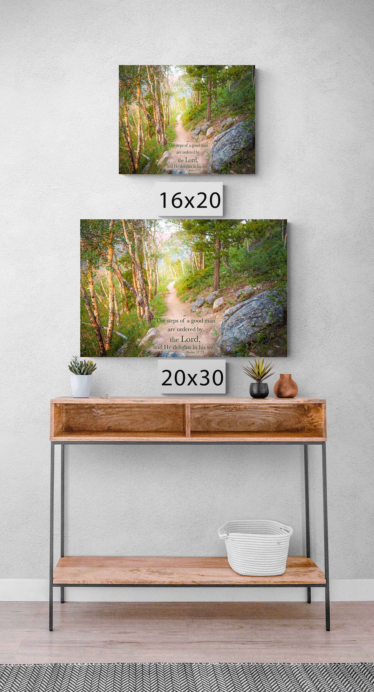 Psalm 37:23 Bible Verse Photo Canvas, Christian Scripture Inspirational Wall Art, Rocky Mountain National Park, Colorado, Steps of Good Man