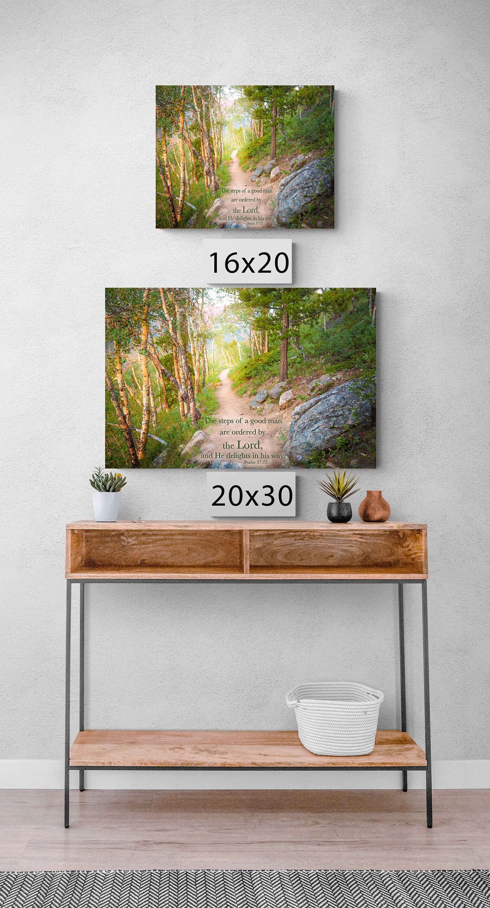 Psalm 37:23 Bible Verse Photo Canvas, Christian Scripture Inspirational Wall Art, Rocky Mountain National Park, Colorado, Steps of Good Man