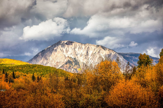 Mountain Peak in Autumn Print, Crested Butte Landscape Photo, Colorado Golden Aspens, Rocky Mountain Photography Canvas, Large Wall Art