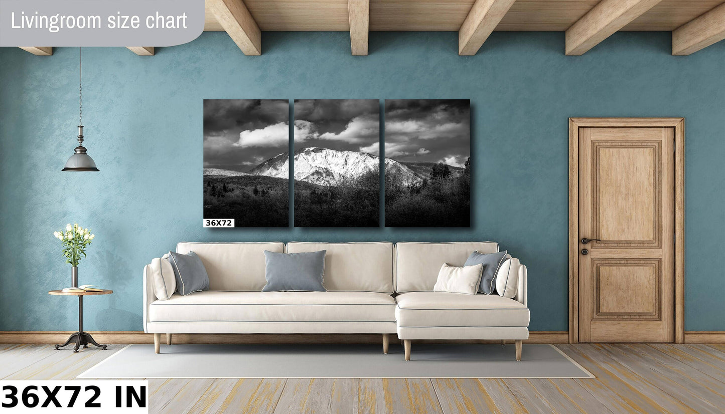 Mountain Peak Black and White Print, Crested Butte Landscape Photo, Colorado Rocky Mountain Photography Canvas, Large Wall Art