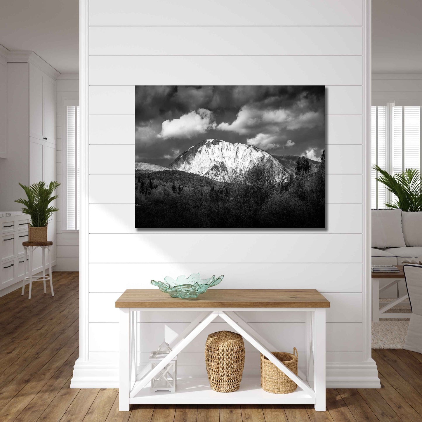 Mountain Peak Black and White Print, Crested Butte Landscape Photo, Colorado Rocky Mountain Photography Canvas, Large Wall Art