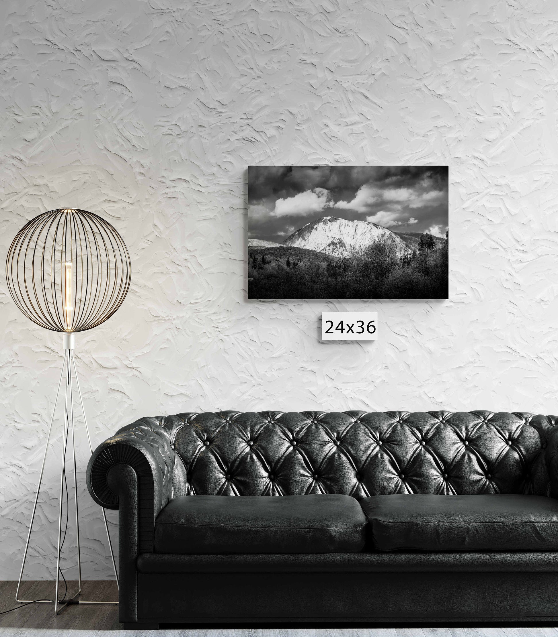 Mountain Peak Black and White Print, Crested Butte Landscape Photo, Colorado Rocky Mountain Photography Canvas, Large Wall Art