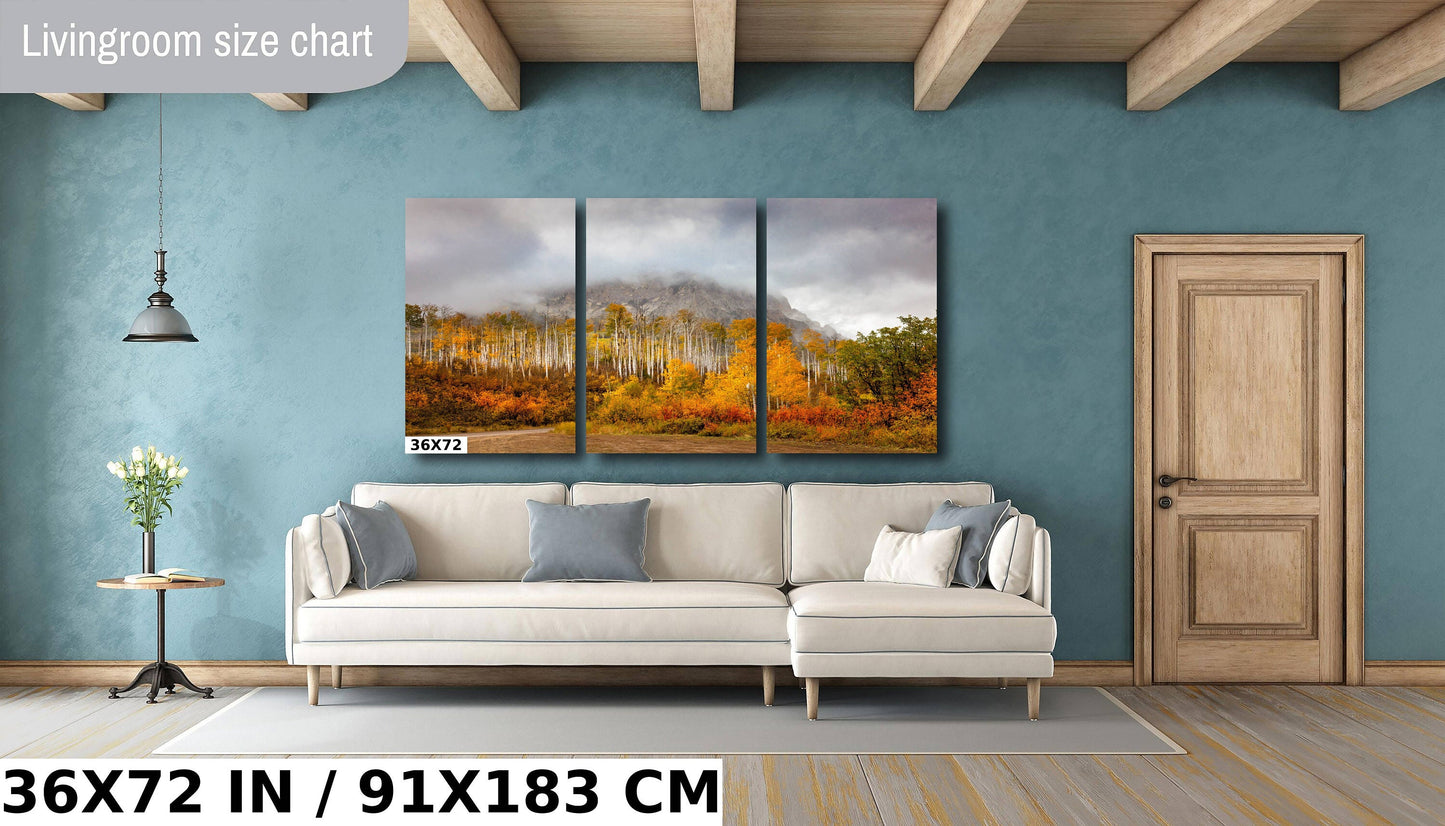 Colorado Autumn Mountain Landscape Photo, Aspen Trees in Fall, San Juan Rocky Mountain Photography, Large Wall Fine Art, Nature Canvas Print