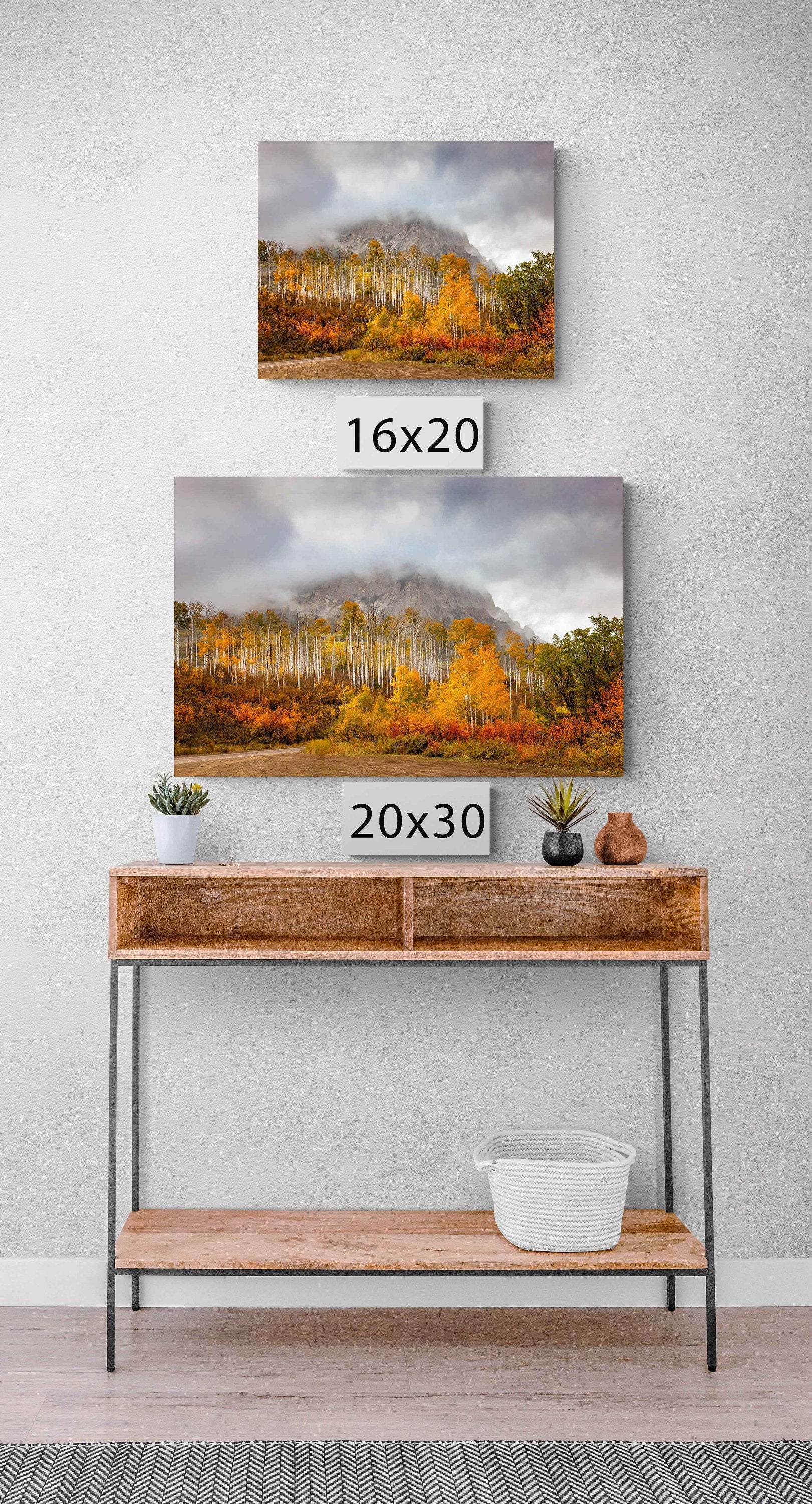 Colorado Autumn Mountain Landscape Photo, Aspen Trees in Fall, San Juan Rocky Mountain Photography, Large Wall Fine Art, Nature Canvas Print