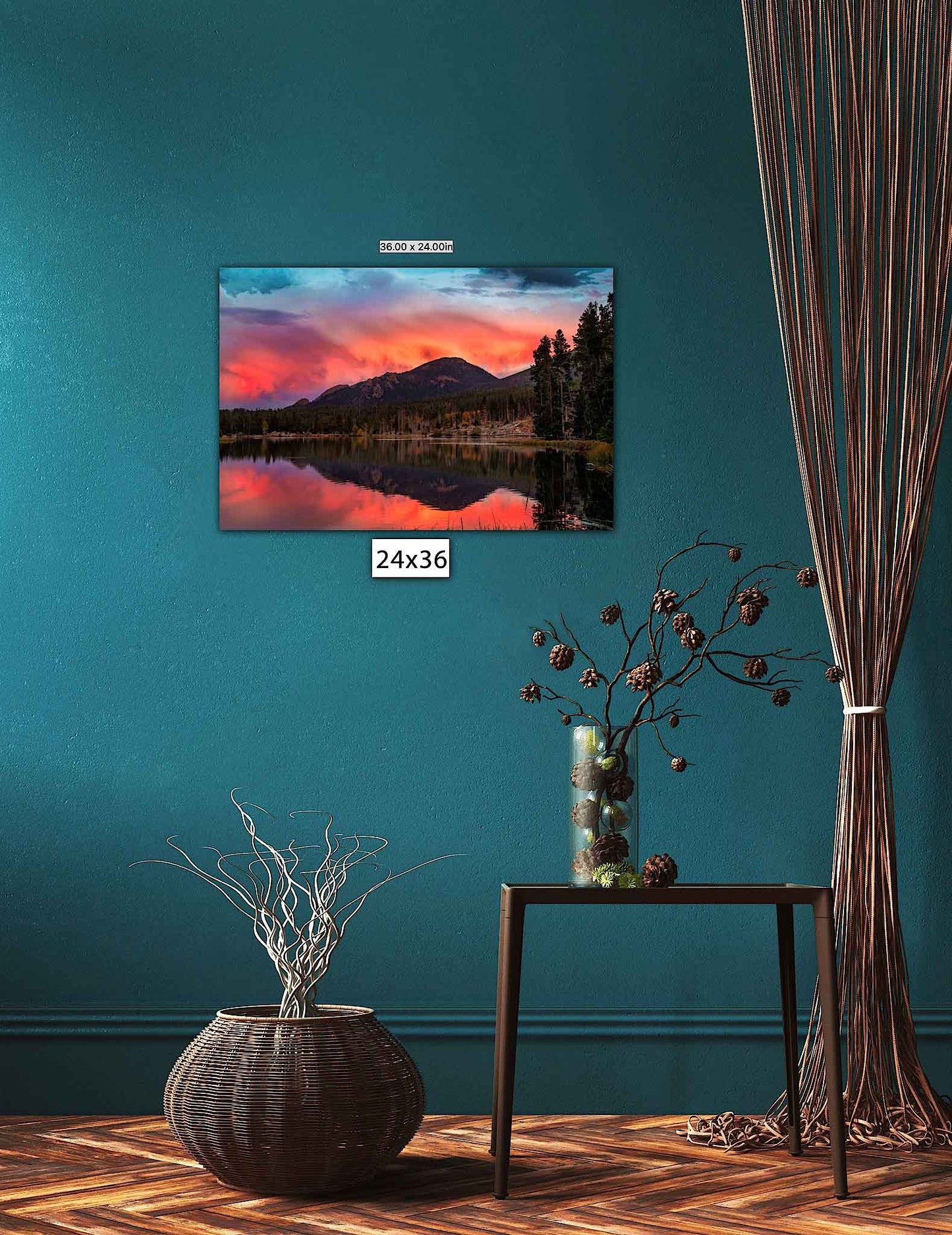 Rocky Mountain National Park Sunset, Sprague Lake in Autumn, Colorado Autumn Landscape Canvas Wall Art, Forest Scene Decor for Home