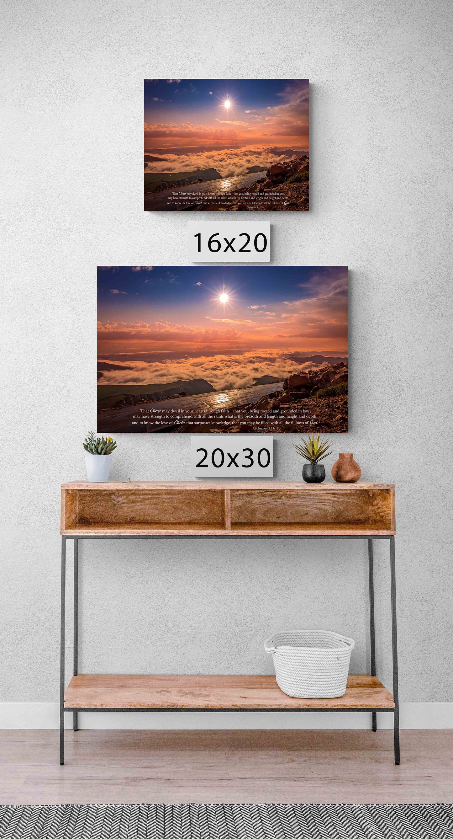 Ephesians 3:17-19 Christian Inspirational Wall Art, Mt. Evans Sunrise, Colorado Mountain Landscape, Scripture Canvas, Peace of God