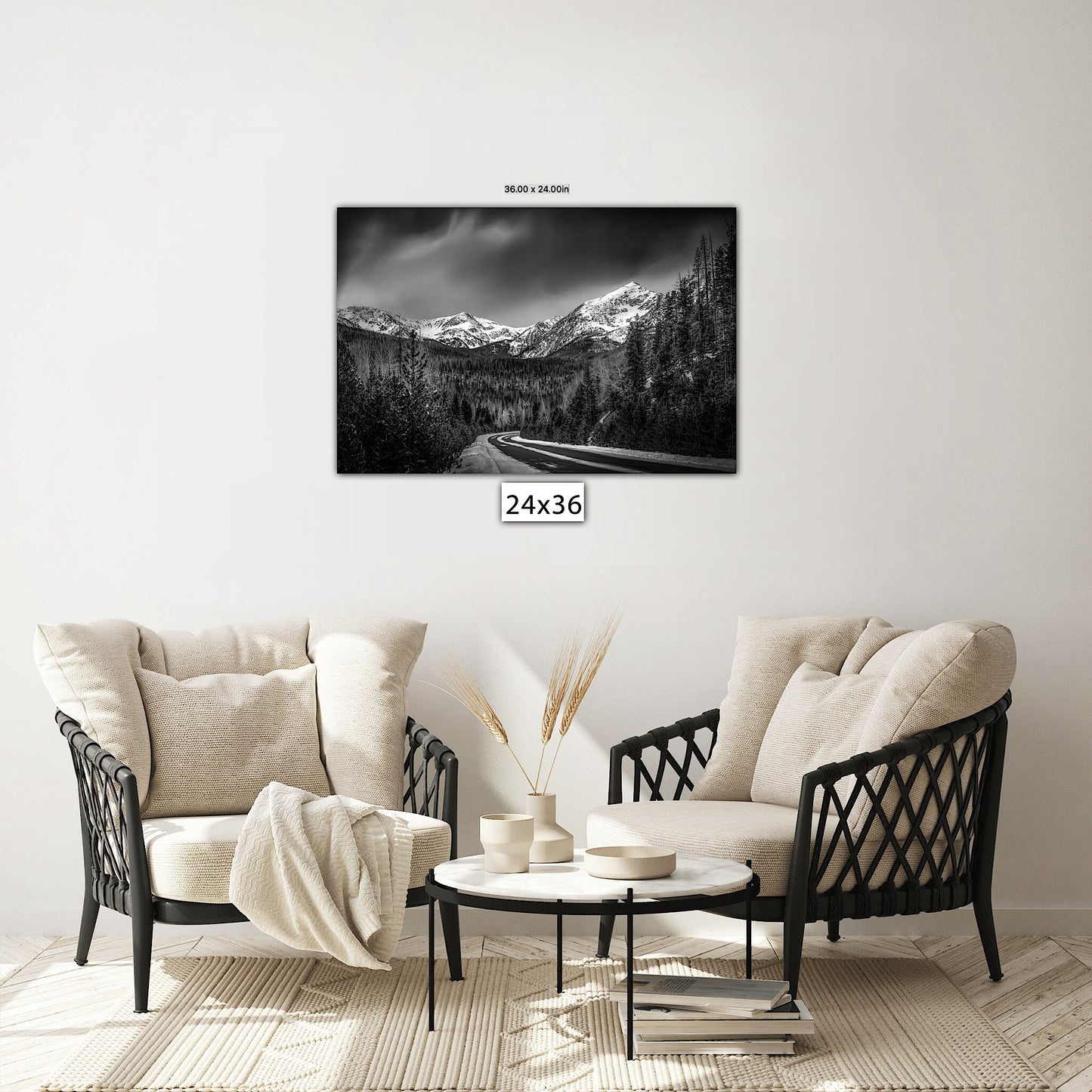 Black and White Rocky Mountain National Park Print, Stormy Winter Sky, Colorado Landscape Canvas Wall Art, Snowy Forest Scene Photo