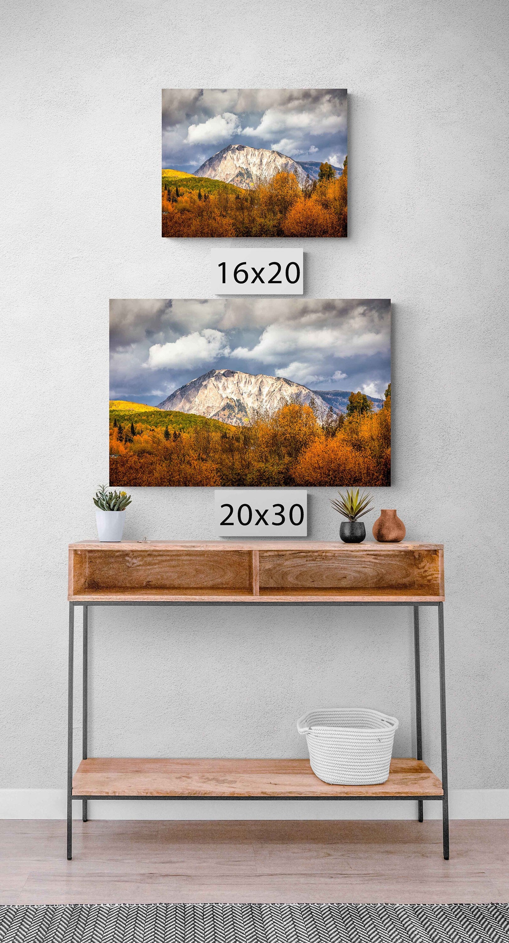 Mountain Peak in Autumn Print, Crested Butte Landscape Photo, Colorado Golden Aspens, Rocky Mountain Photography Canvas, Large Wall Art