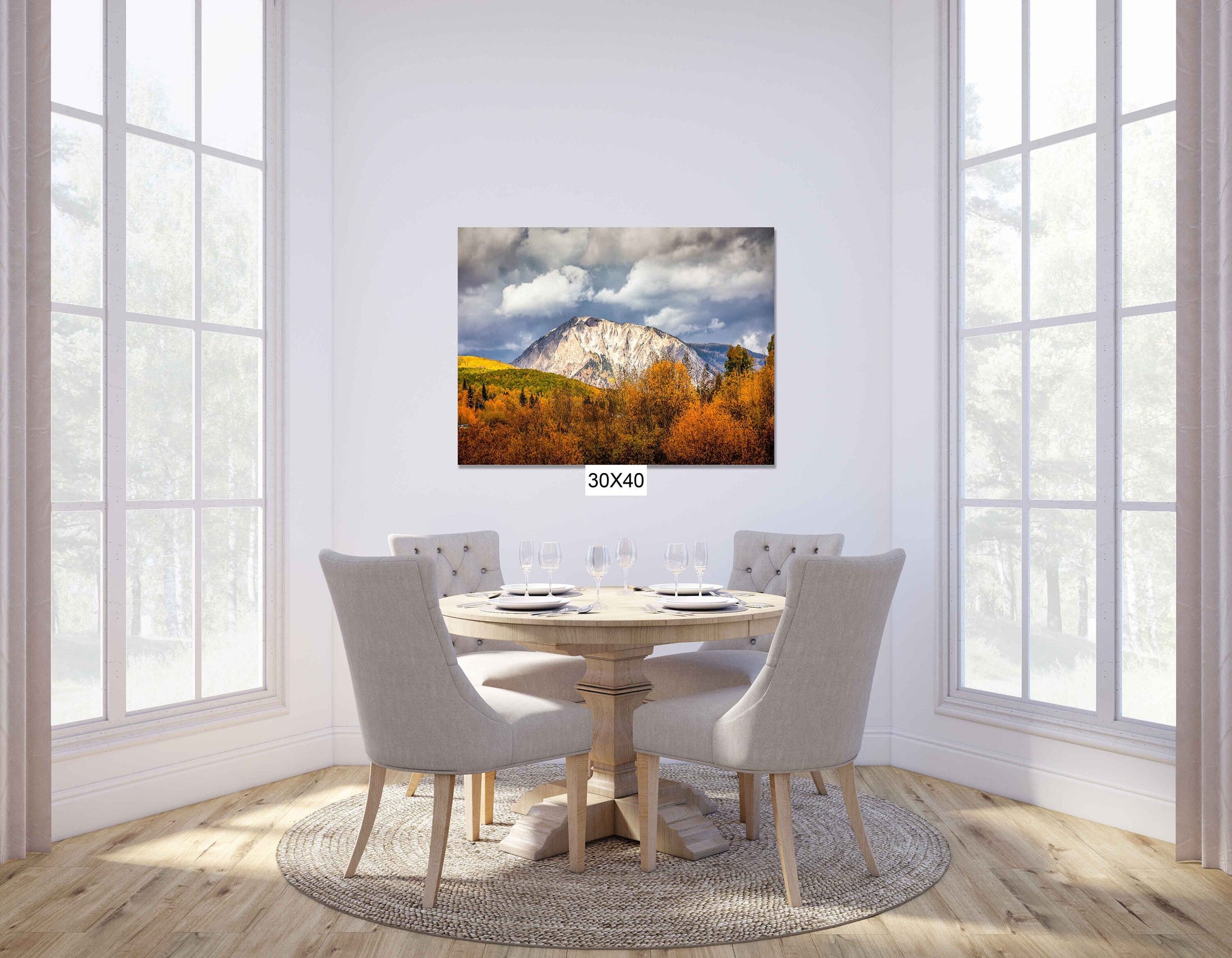 Mountain Peak in Autumn Print, Crested Butte Landscape Photo, Colorado Golden Aspens, Rocky Mountain Photography Canvas, Large Wall Art