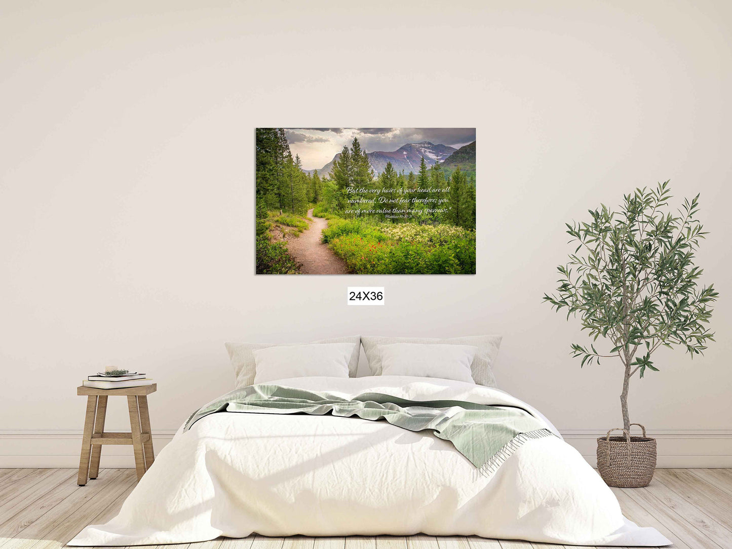 Matthew 10:30-31 Scripture Canvas Print, Mt Rainier Mountain Scene Bible Verse, Christian Inspirational Wall Art, Do Not Fear