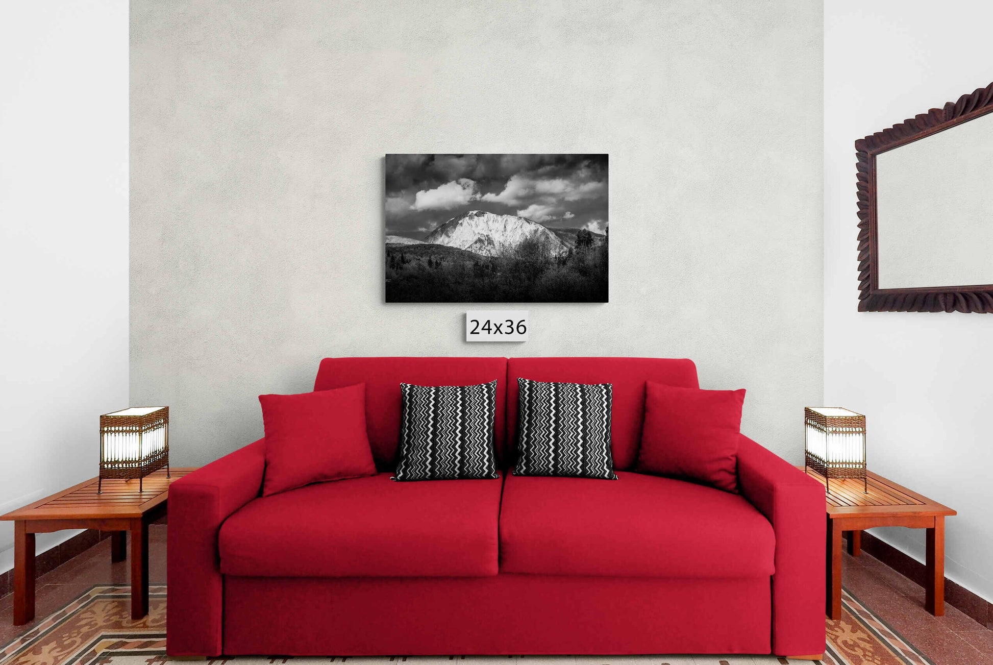 Mountain Peak Black and White Print, Crested Butte Landscape Photo, Colorado Rocky Mountain Photography Canvas, Large Wall Art