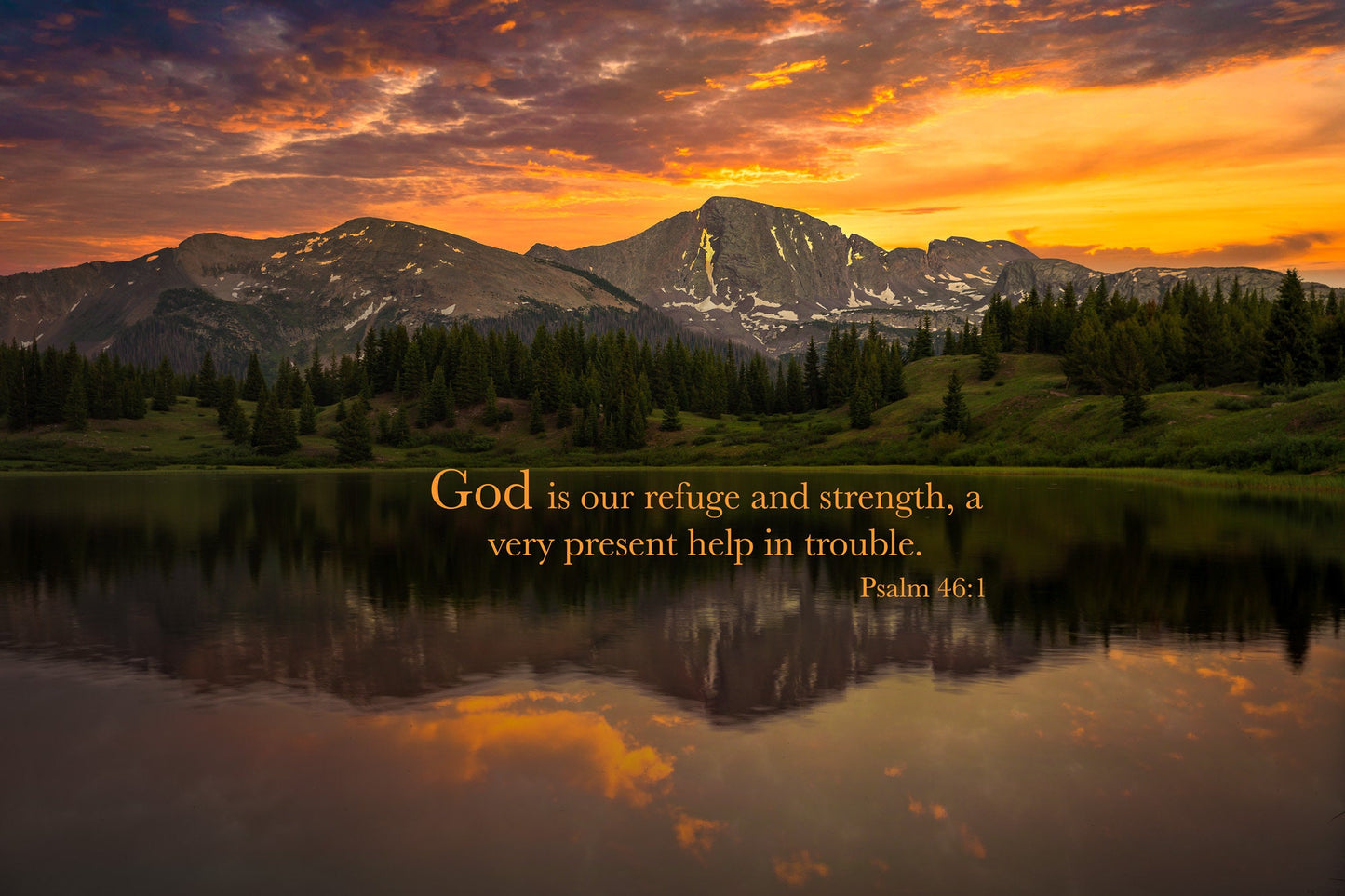 Psalm 46:1 God is Our Refuge, Christian Inspirational Wall Art, Colorado Sunset Landscape, Large Scripture Canvas, Bible Verse Photo