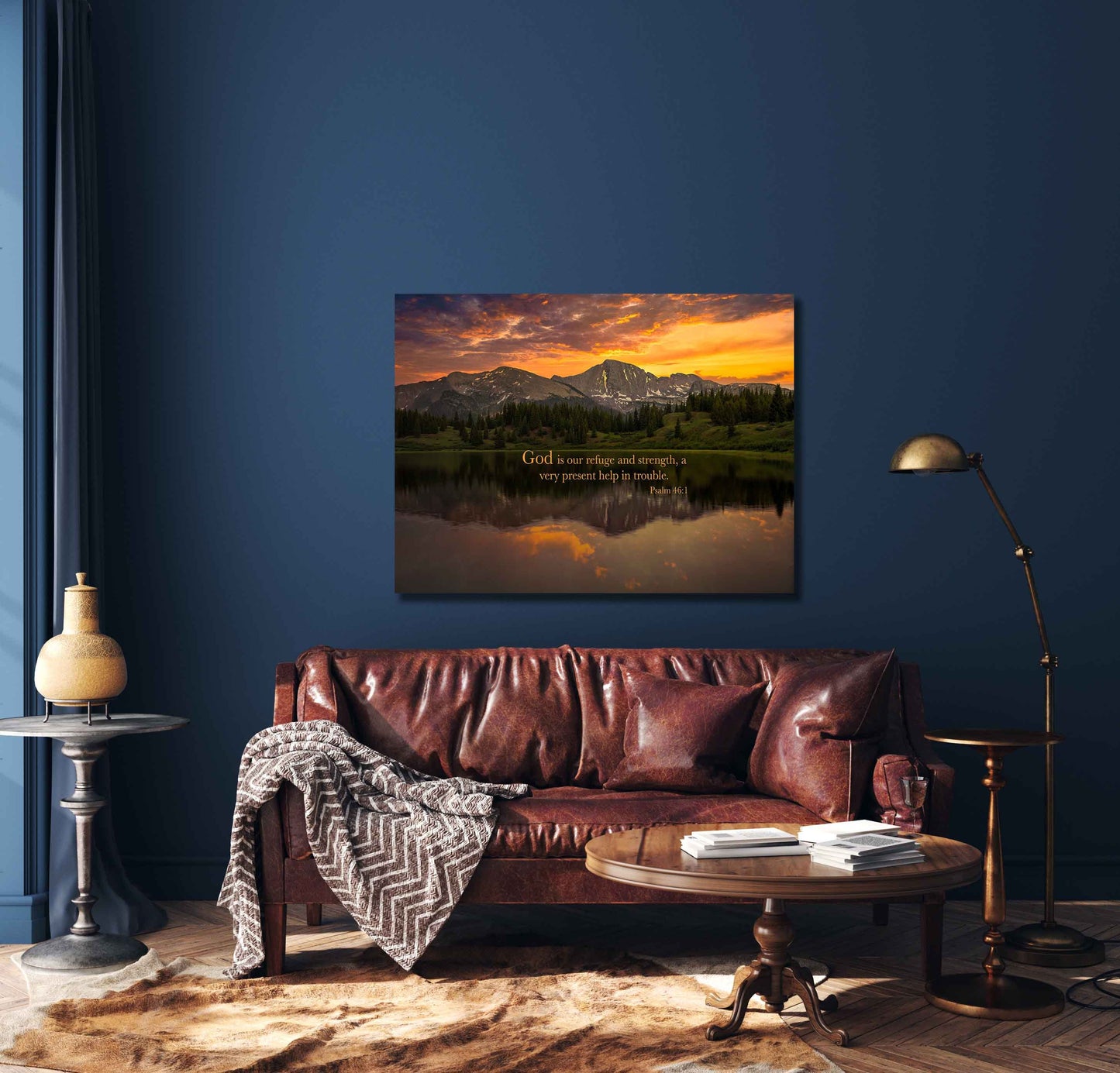 Psalm 46:1 God is Our Refuge, Christian Inspirational Wall Art, Colorado Sunset Landscape, Large Scripture Canvas, Bible Verse Photo