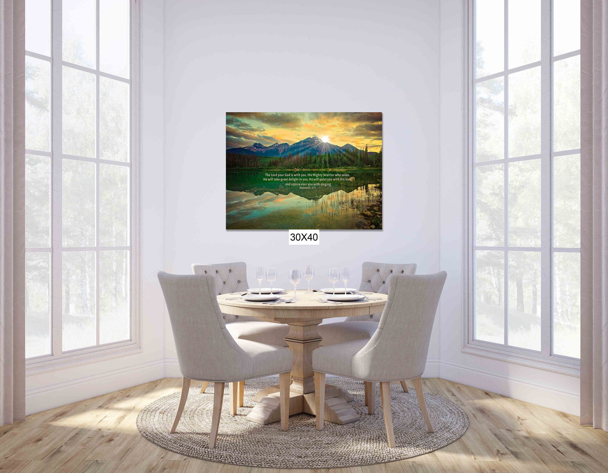 The Lord Your God is With You Bible Verse Photo Canvas, Zephaniah 3:1 Christian Scripture Inspirational Wall Art, Canadian Rockies, Jasper