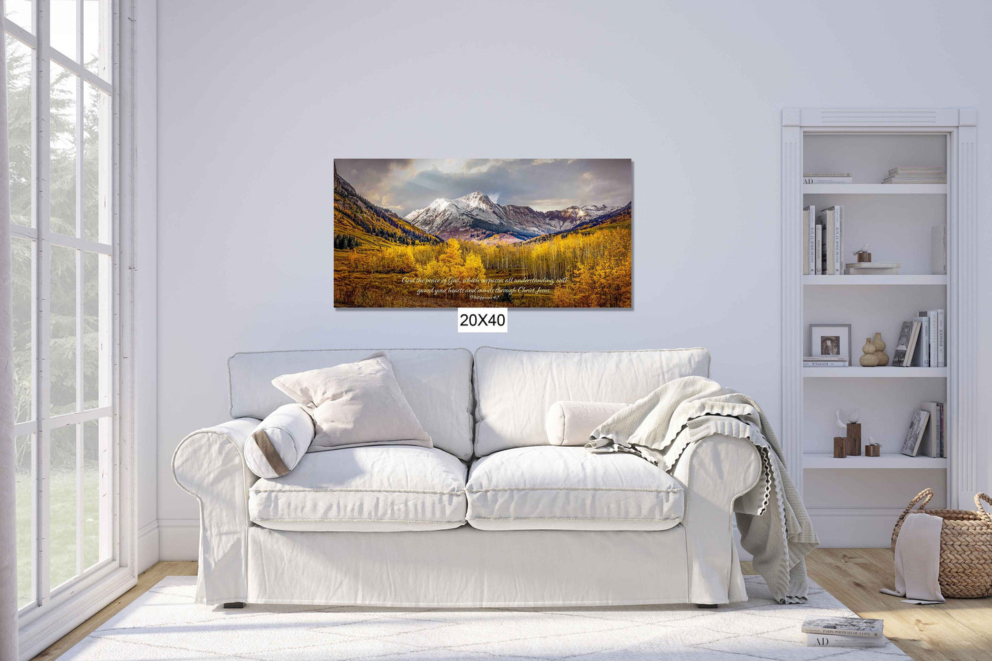 Philippians 4:7 Christian Inspirational Photo Print, Peace of God, Colorado Autumn Panoramic Landscape Print, Golden Aspens Mountain Photo