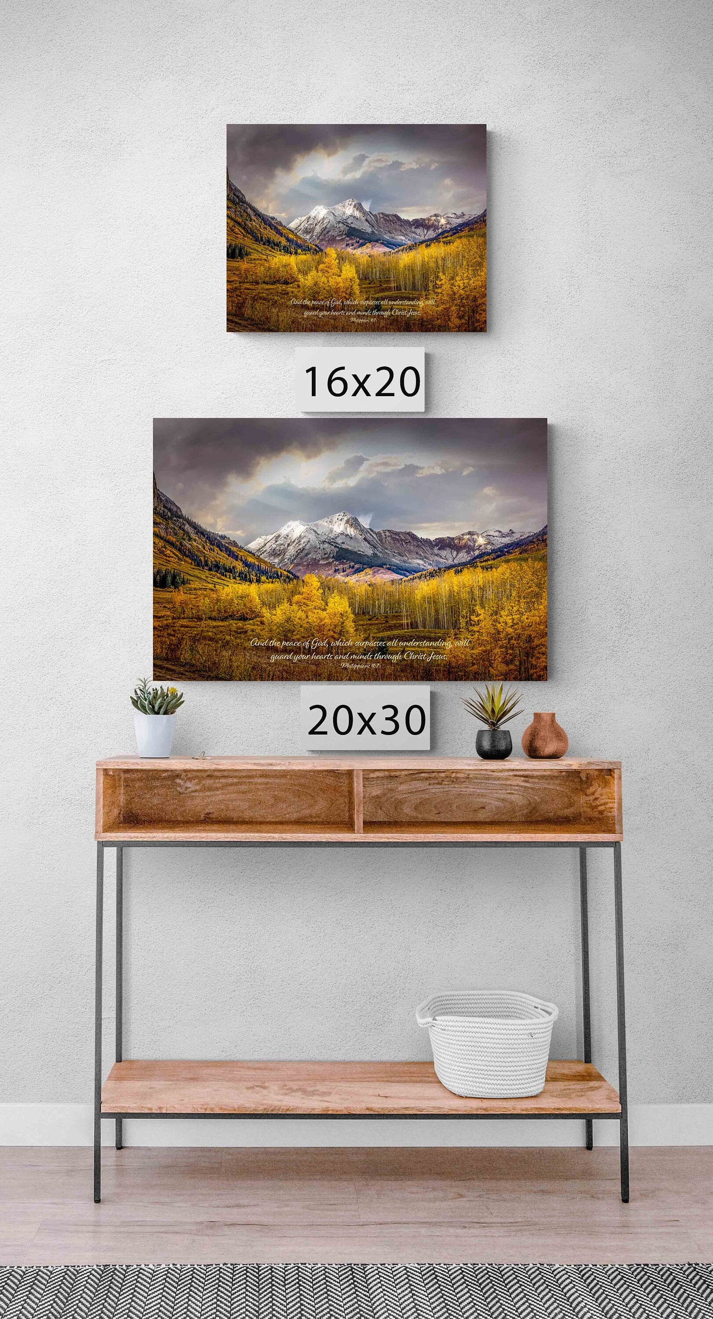 Philippians 4:7 Christian Inspirational Photo Print, Peace of God, Colorado Autumn Panoramic Landscape Print, Golden Aspens Mountain Photo