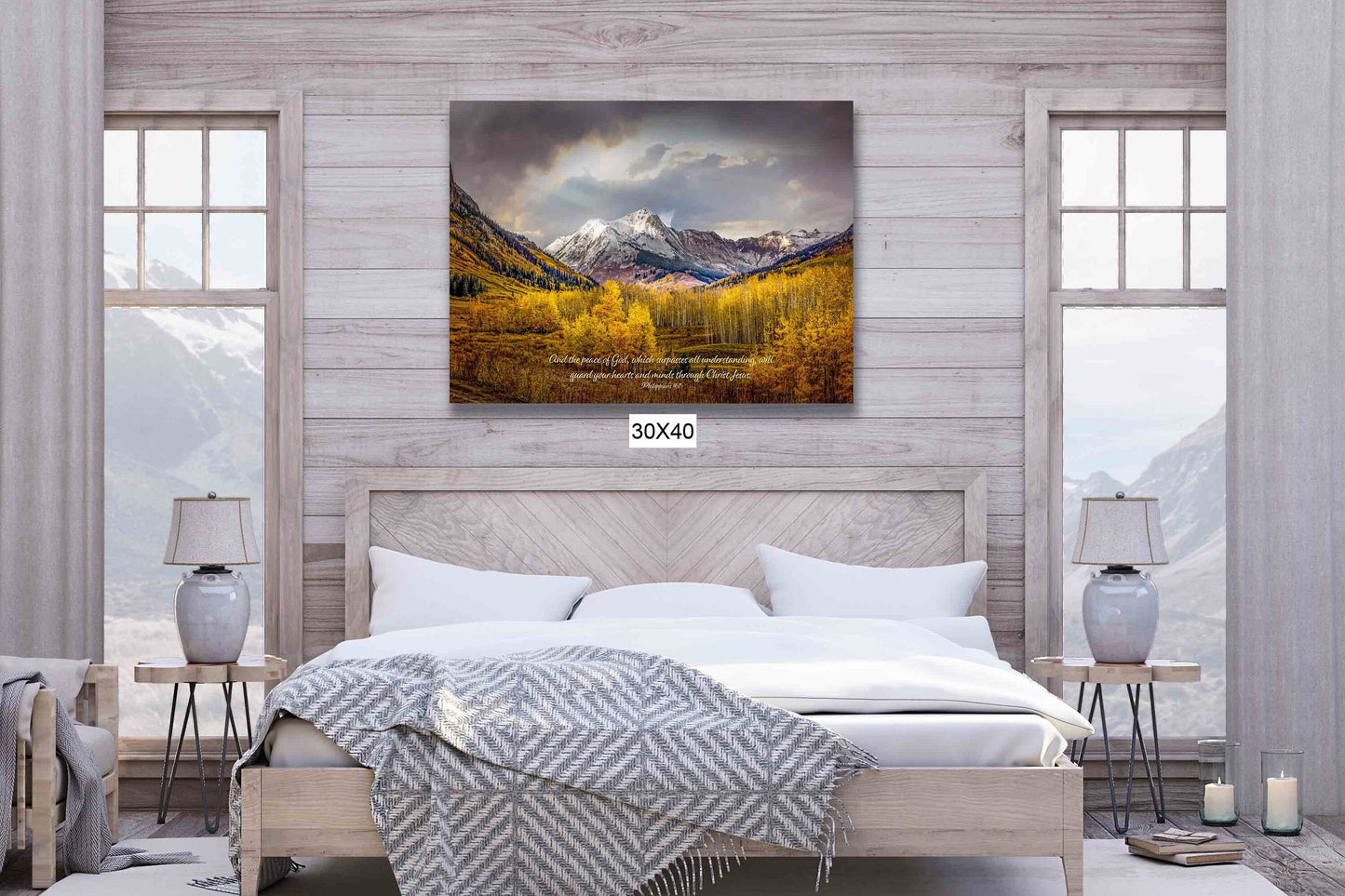 Philippians 4:7 Christian Inspirational Photo Print, Peace of God, Colorado Autumn Panoramic Landscape Print, Golden Aspens Mountain Photo