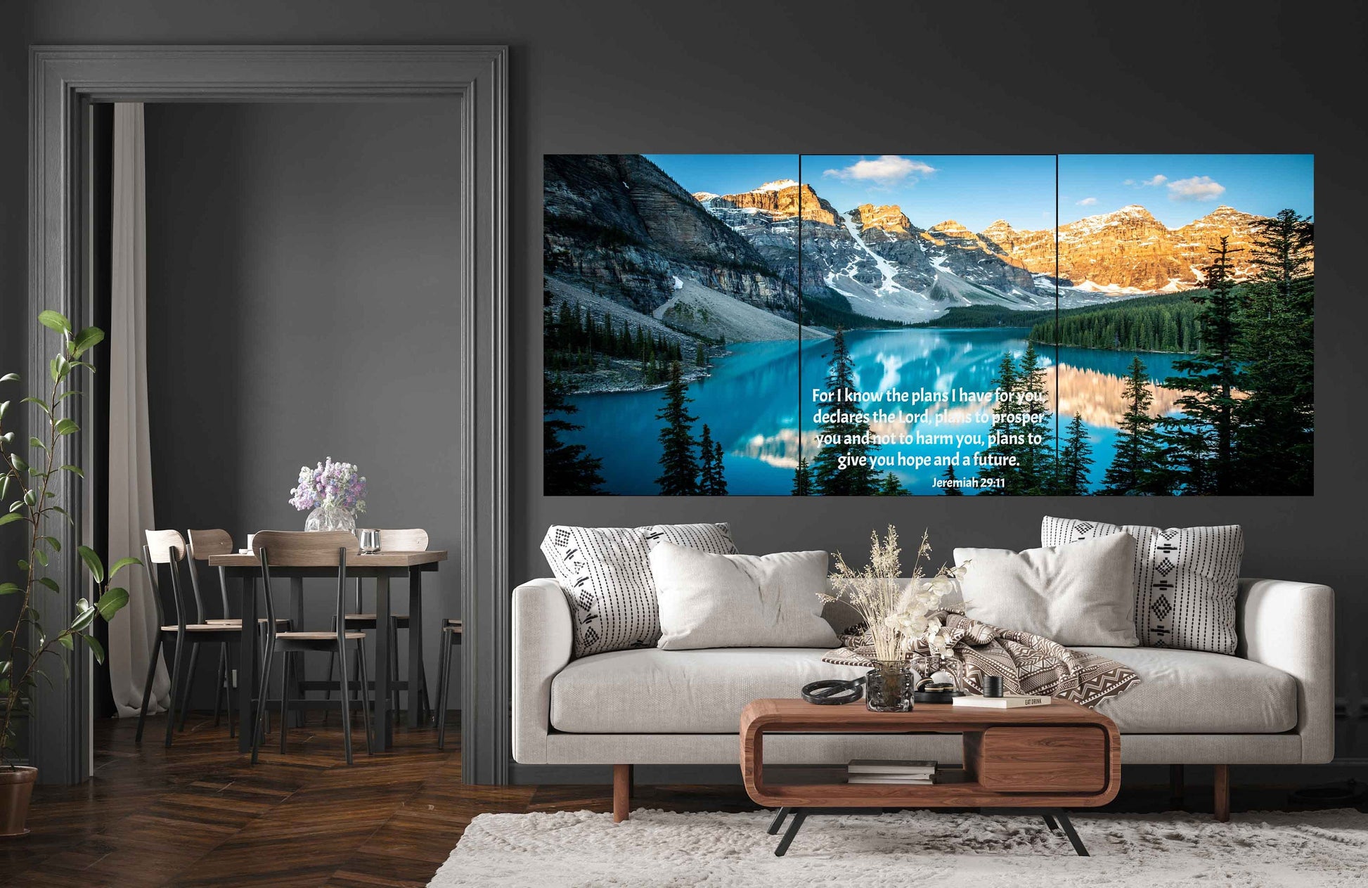 Psalm 121:1-2 Christian Inspirational Wall Art, Scripture Canvas, Moraine Lake Sunrise Photo, My Help Comes From the Lord, Banff Canada